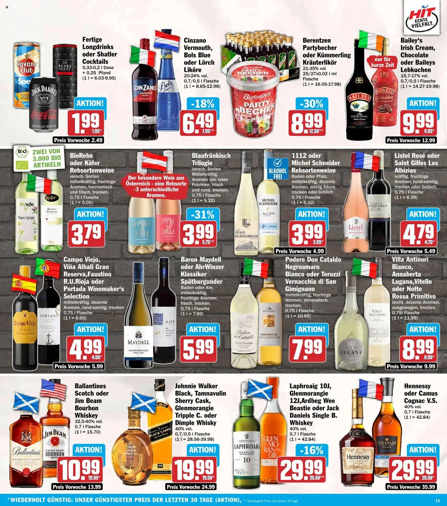 Vorschau von dem Prospekt des Geschäftes HIT, gültig ab dem 26.10.2026 - Cola, Baileys, Hennessy, Whiskey, Berentzen, Bourbon, Johnnie walker, Jack Daniel's