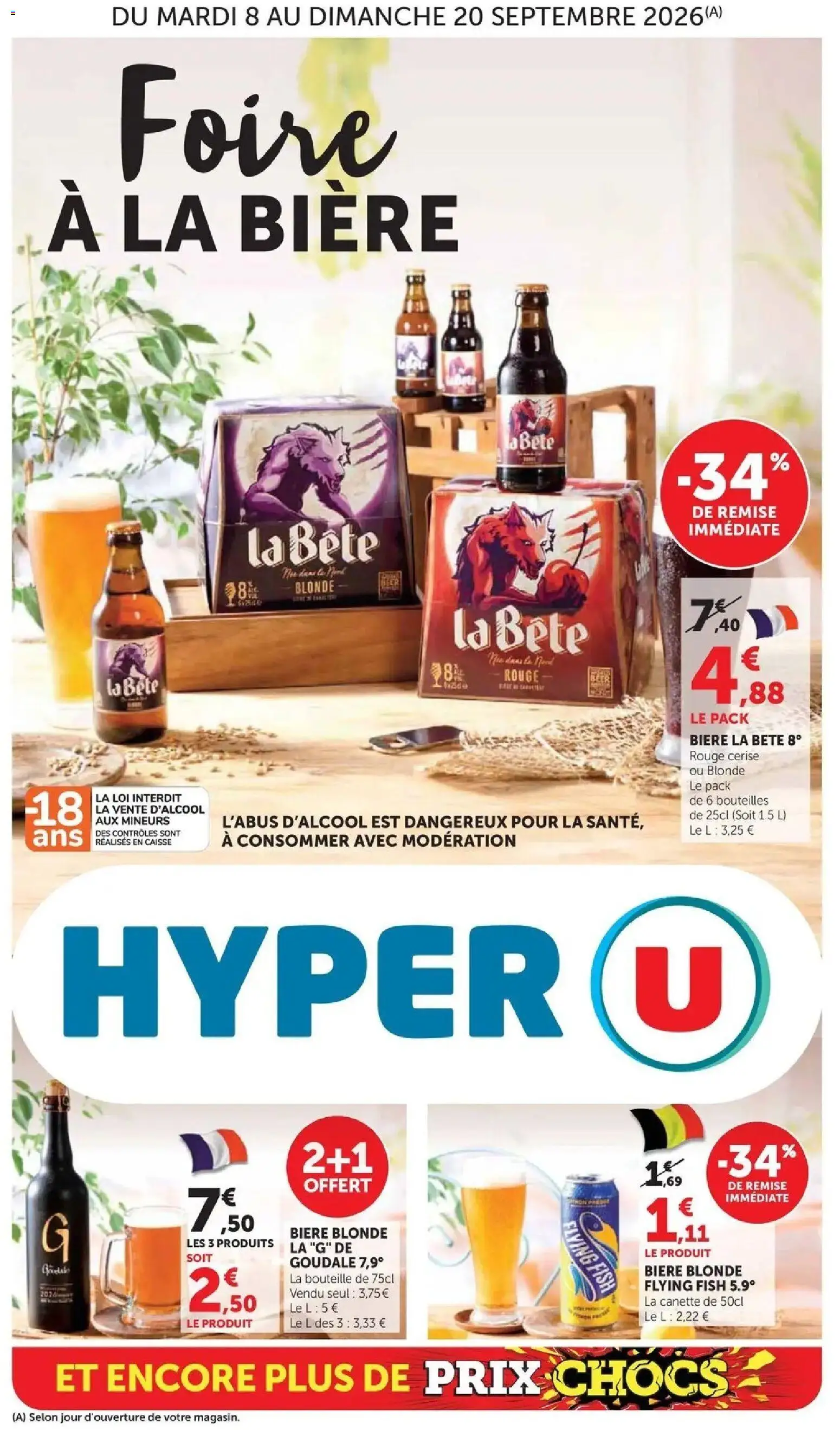 Prévisualisation de Foire À LA BIÈRE du magasin Hyper U formulaire valide 14/09/2026