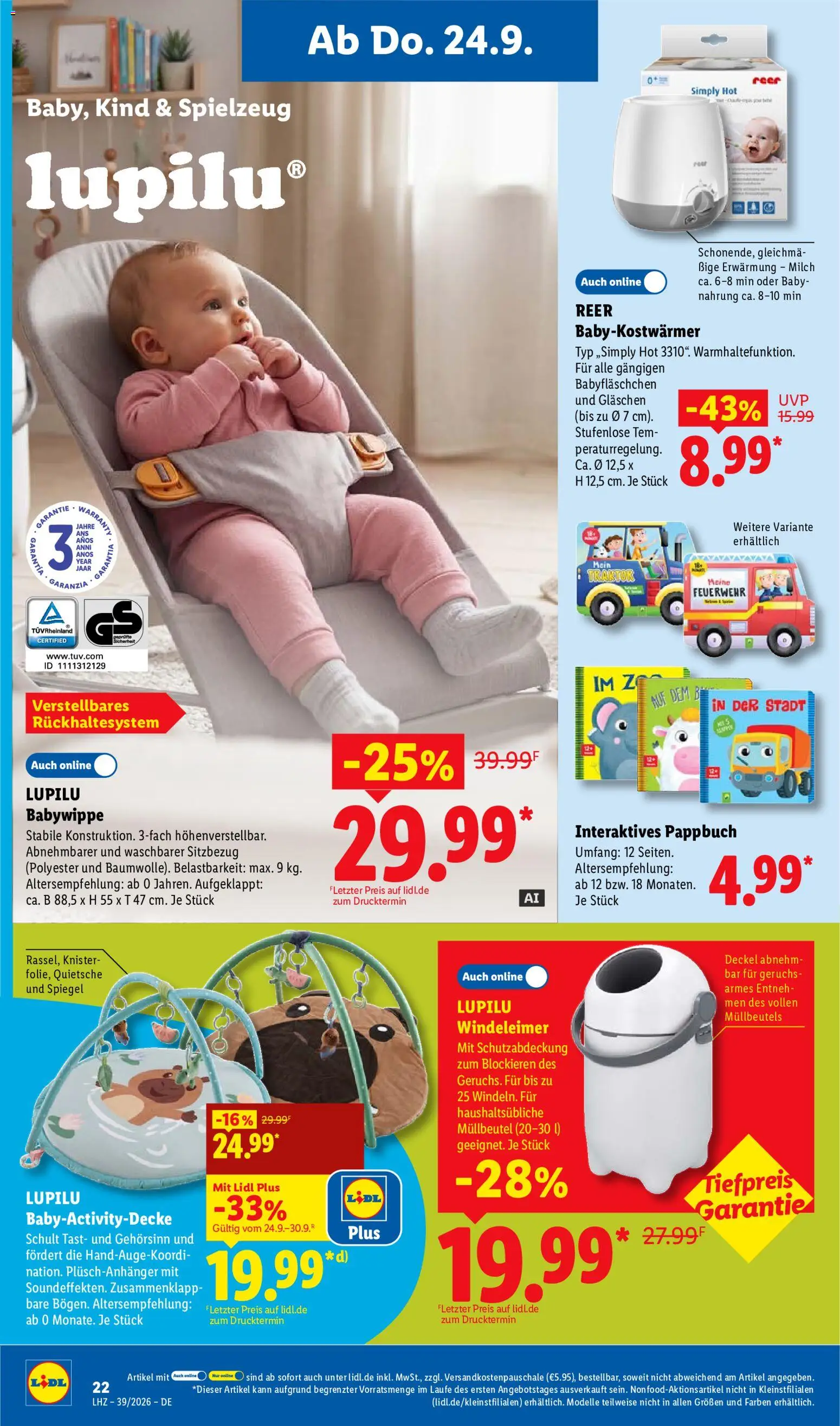 Vorschau von dem Prospekt des Geschäftes Lidl, gültig ab dem 21.09.2026 - Spiegel, Milch, Babynahrung