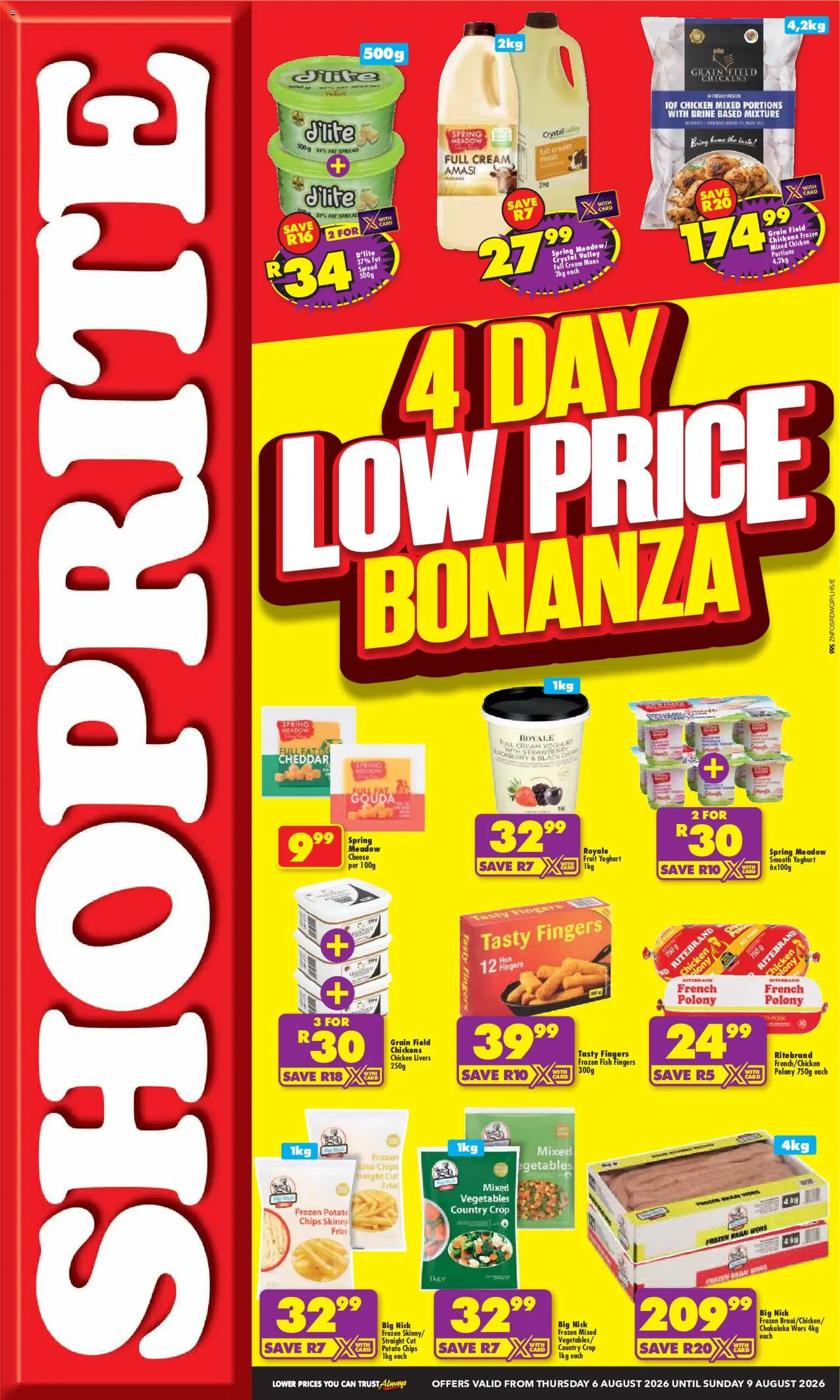 Preview of Shoprite flyer valid from 06/08/2026 - Cheese, Cream, Yoghurt, Polony, Meadow, Spread, Cheddar, Fat spread