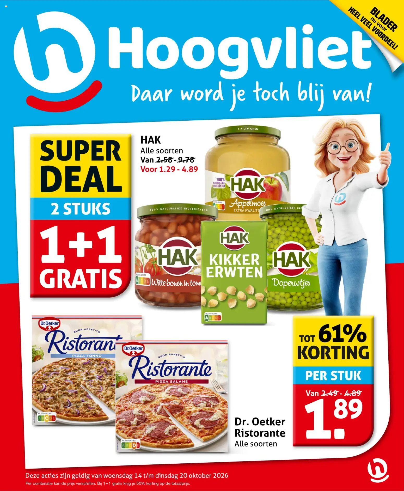 Voorbeeld van Hoogvliet folder van winkel Hoogvliet geldig vanaf 14-10-2026 - Pizza, Ingrediënten, Kan, Bonen, Appelmoes