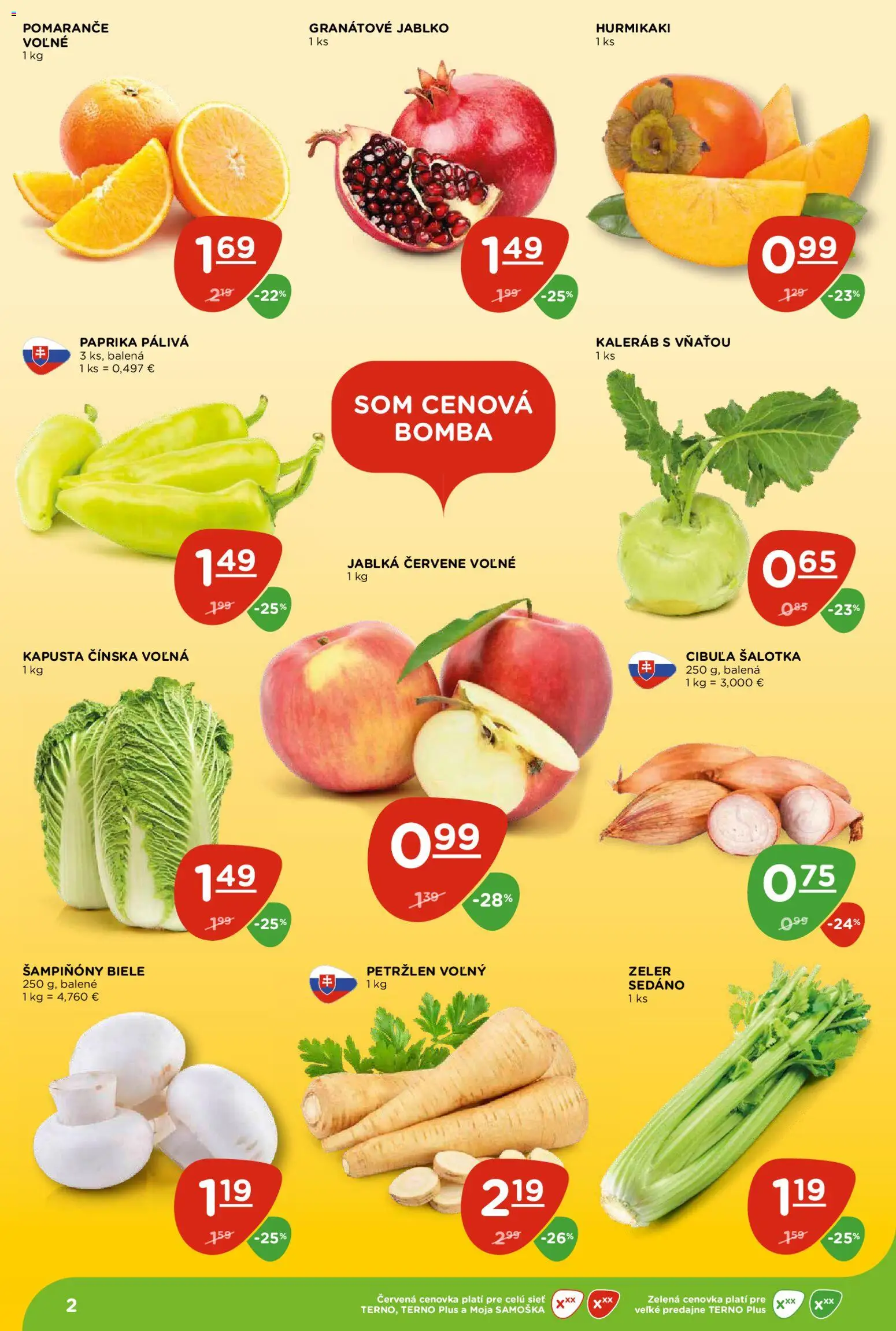 Náhľad Terno letáku platného od 15.10.2026 - Hurmikaki, Paprika, Kapusta, Petržlen, Šampiňóny, Jablká, Pomaranče, Kaleráb