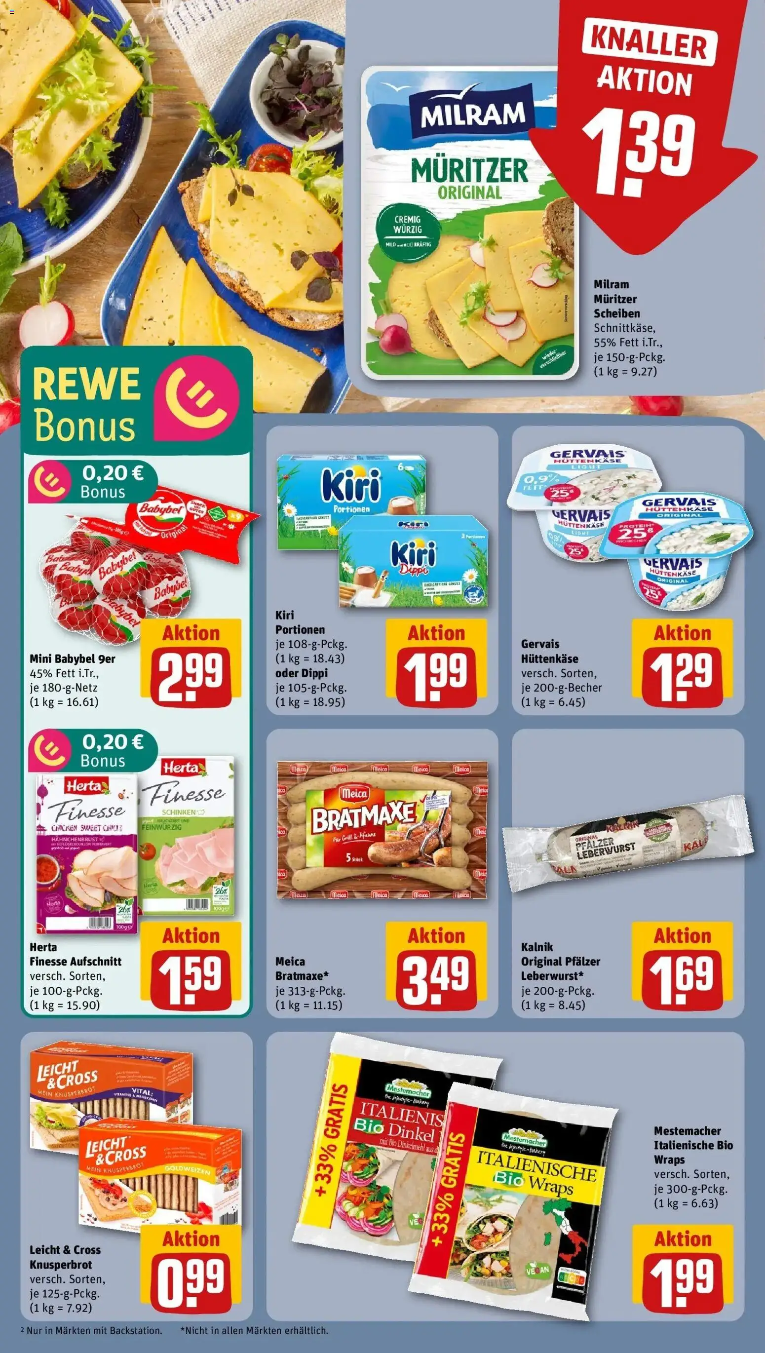 Vorschau von dem Prospekt des Geschäftes Rewe, gültig ab dem 05.04.2026 - Hüttenkäse, Schinken, Babybel, Milram, Meica, Herta finesse, Hahnchenbrust