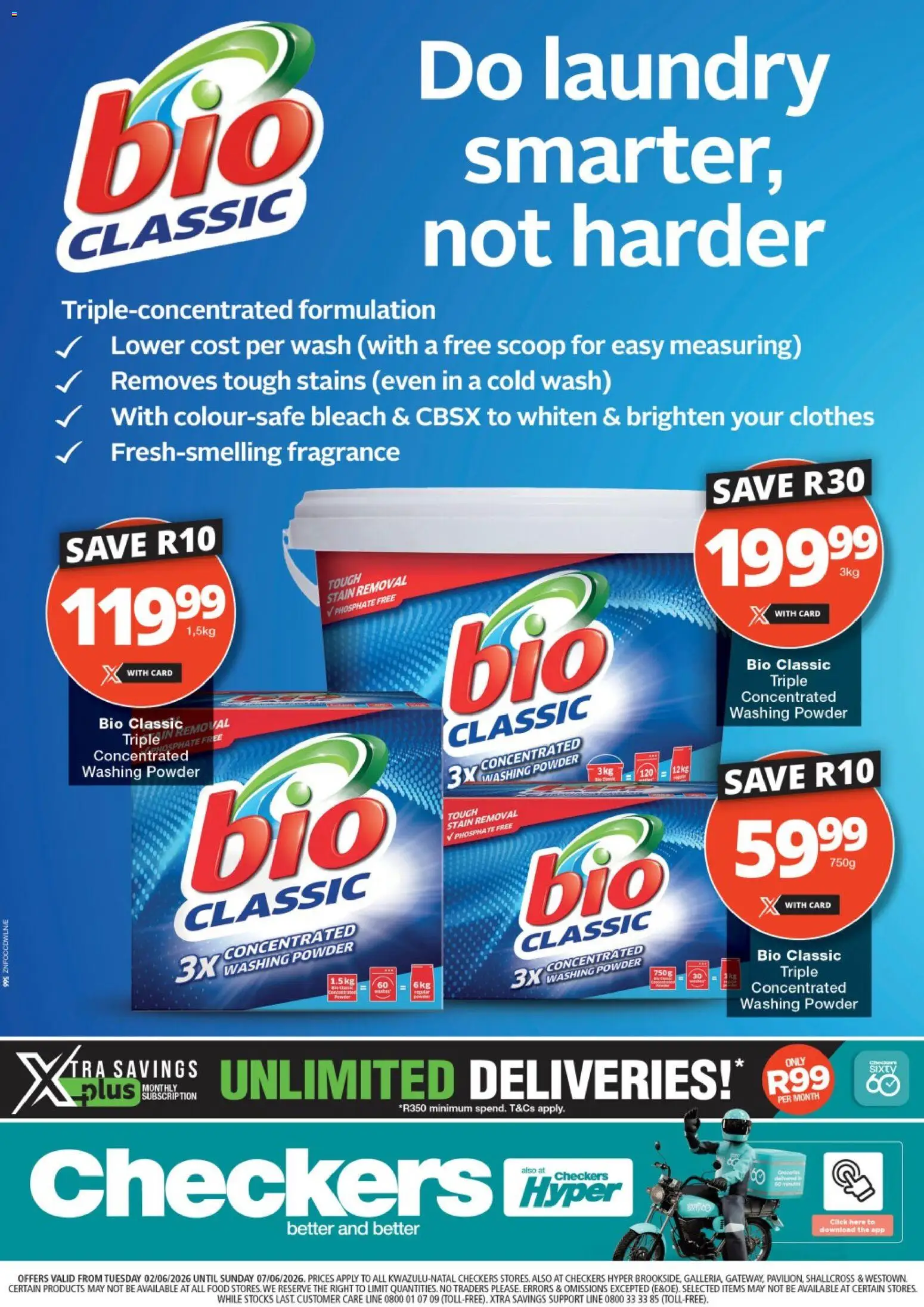 Preview of Checkers flyer valid from 02/06/2026 - Bleach, Fragrance, Washing powder, Powder