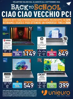 Anteprima dell'opuscolo Unieuro volantino dal negozio Unieuro valido da 24/08/2026