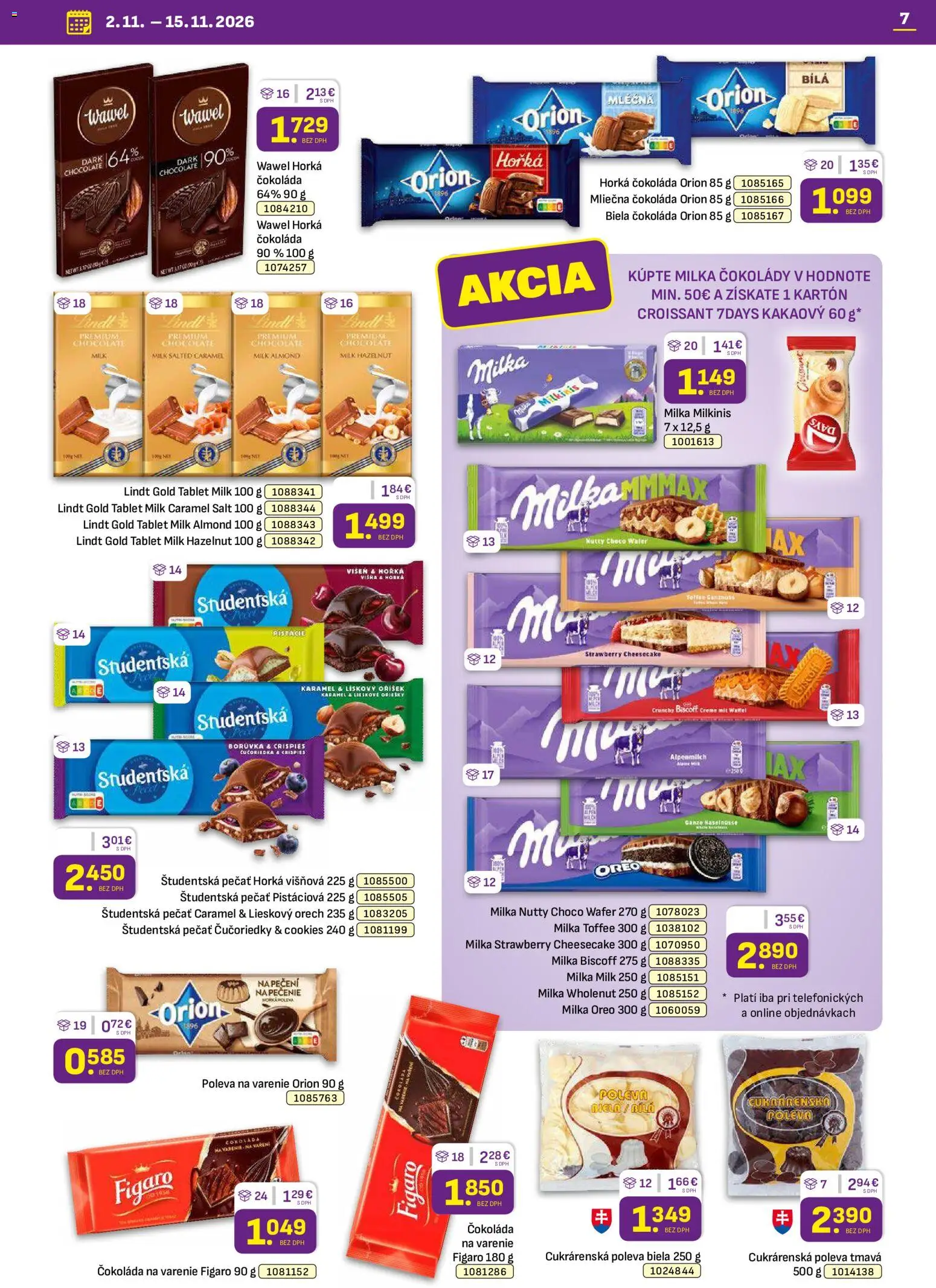 Náhľad Libex letáku platného od 02.11.2026 - Tablet, Čokoláda, Croissant, Lindt, Čučoriedky, Oreo, Biela čokoláda, Študentská pečať