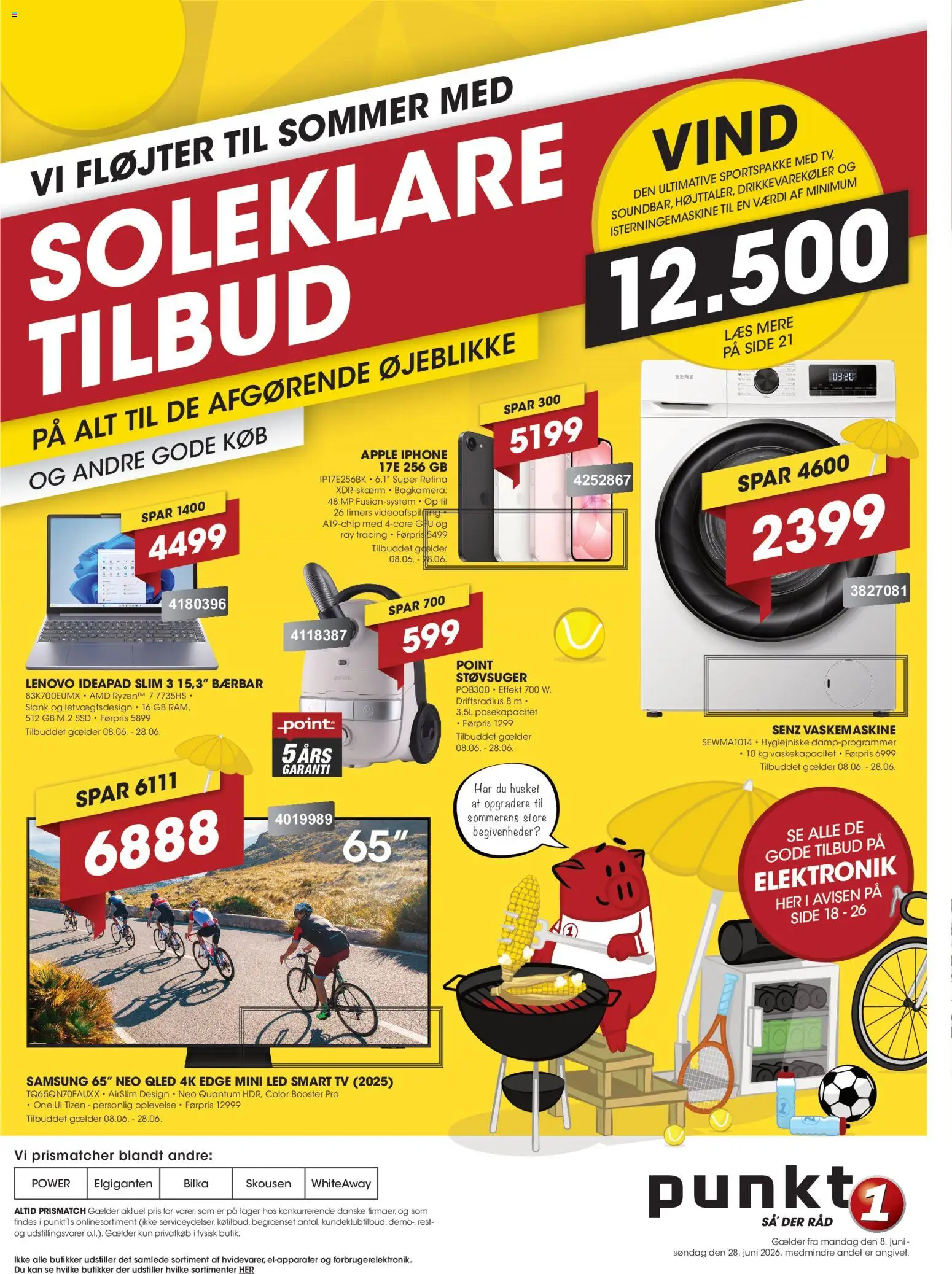 Eksempel på tilbudsavis Punkt1 - Tilbudsavis uge 24 fra butik Punkt1 gyldig fra 08/06/2026 - TV, Vaskemaskine, Støvsuger, Smart TV, SSD, Søm