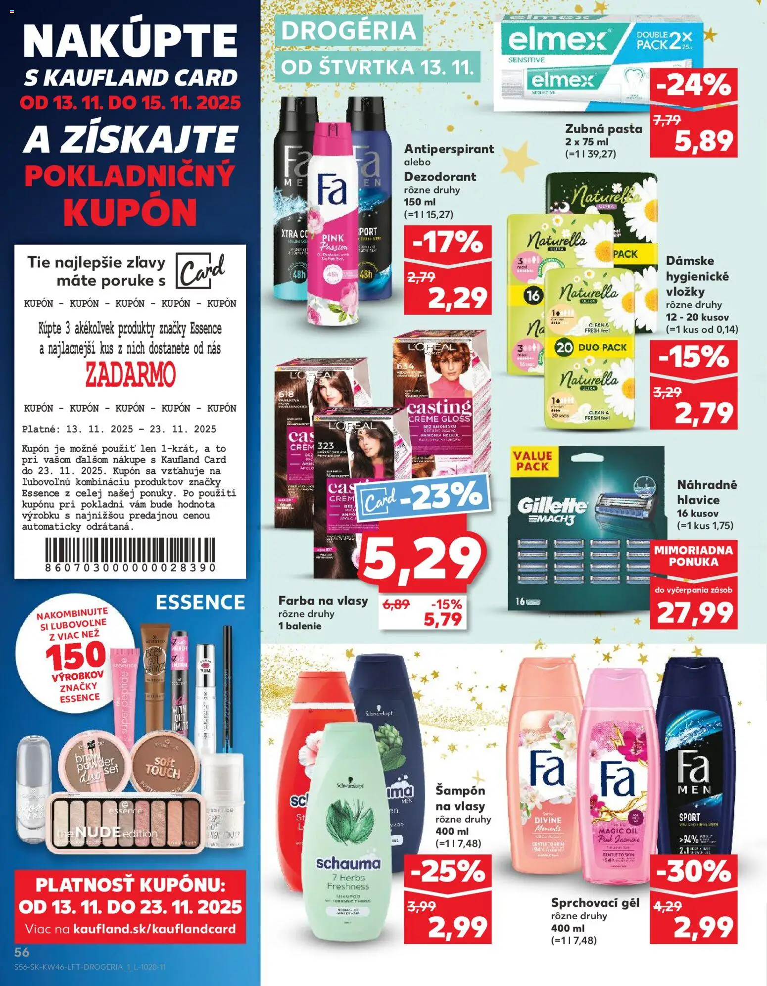 Náhľad Kaufland letáku platného od 13.11.2025 - Farba na vlasy, Dezodorant, Antiperspirant, Šampón, Zubná pasta