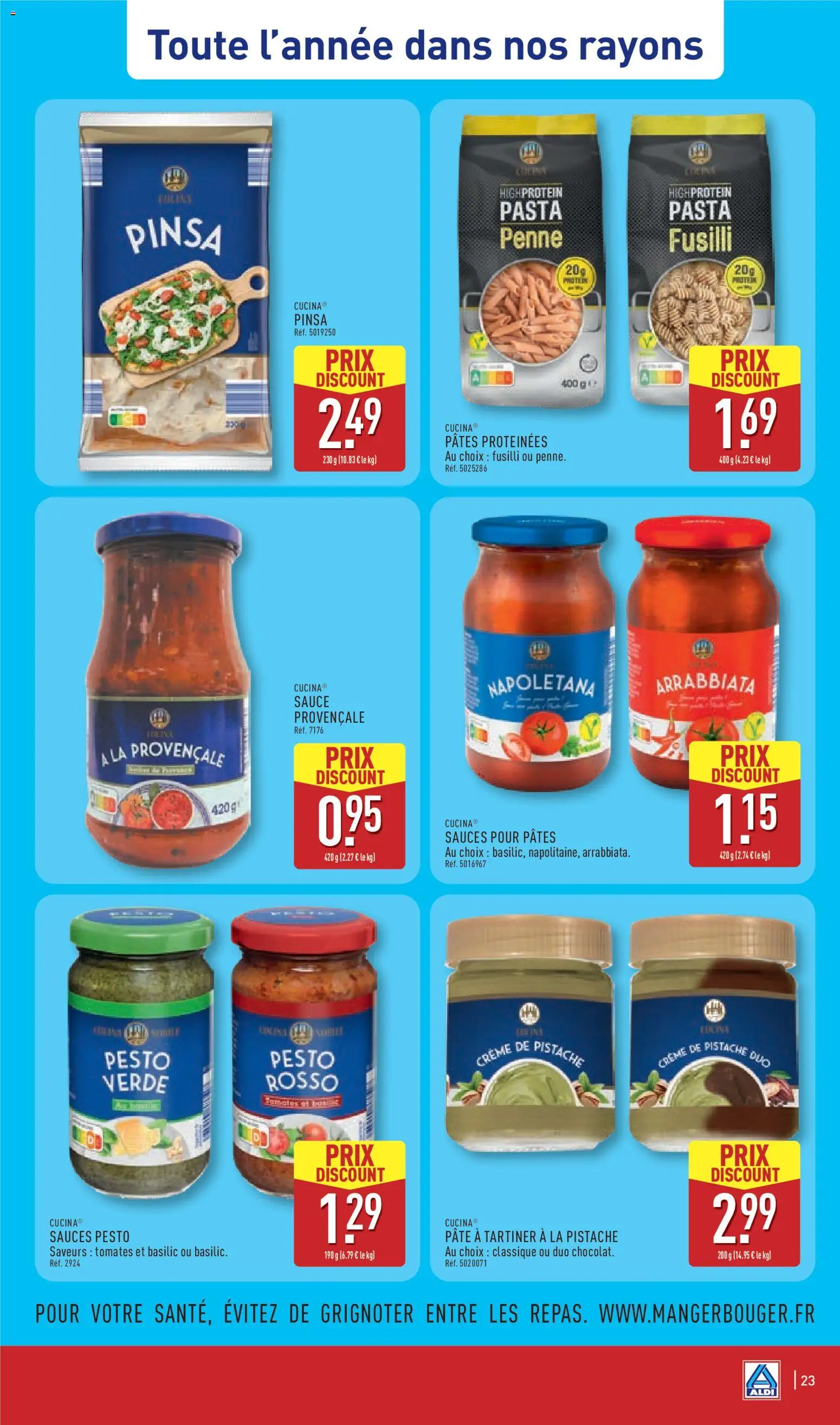 Prévisualisation de Aldi catalogue du magasin Aldi formulaire valide 03/11/2026 - Pizza, Pâte, Pesto, Tomates, Crème, Sauces, Pâte à tartiner, Crème de pistache