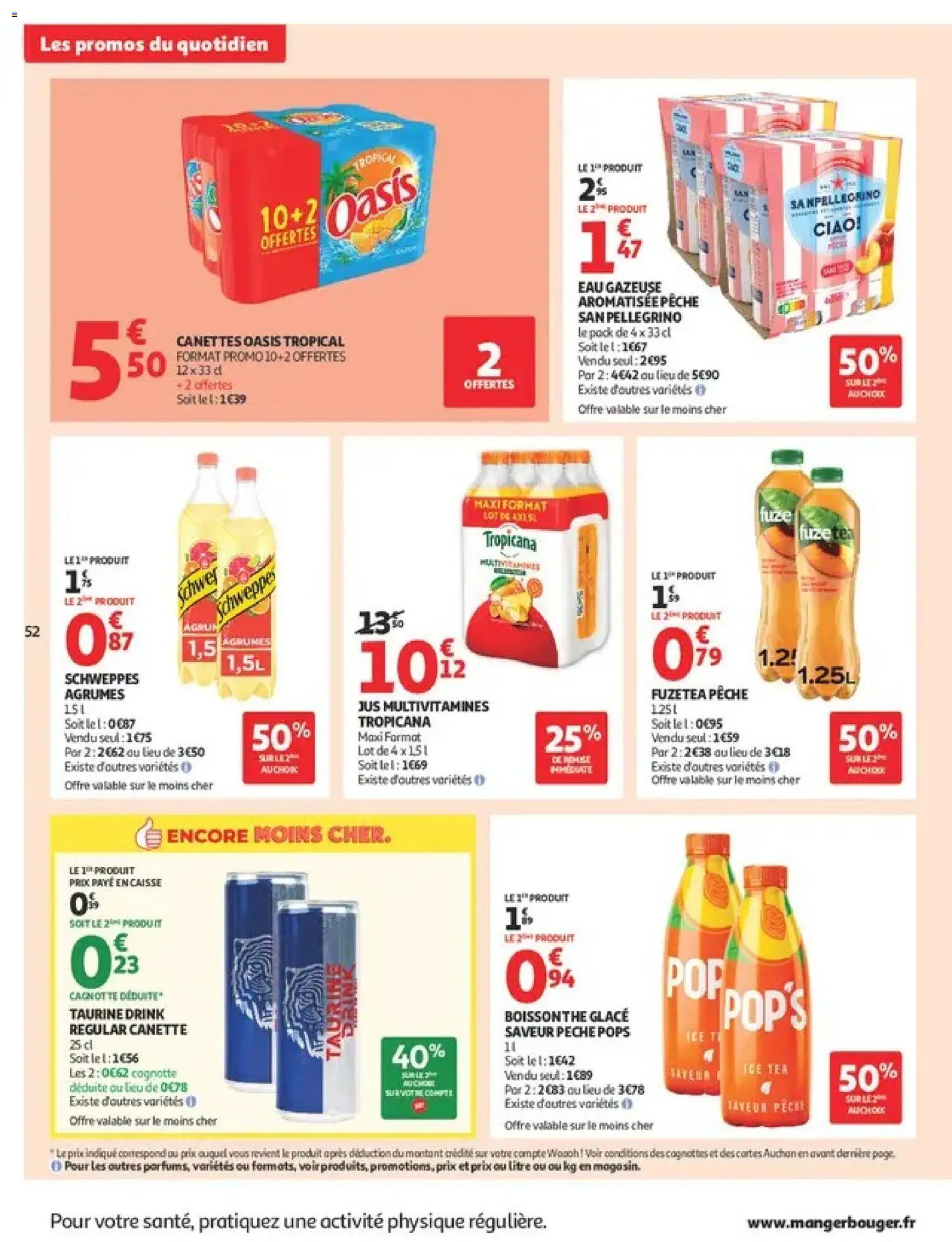Prévisualisation de Auchan Ménage rentrée hypers du magasin Auchan formulaire valide 08/09/2026 - Glace, Boisson, Ice tea, Fuze Tea, Eau gazeuse, Oasis tropical, Thé glacé, Multivitamines