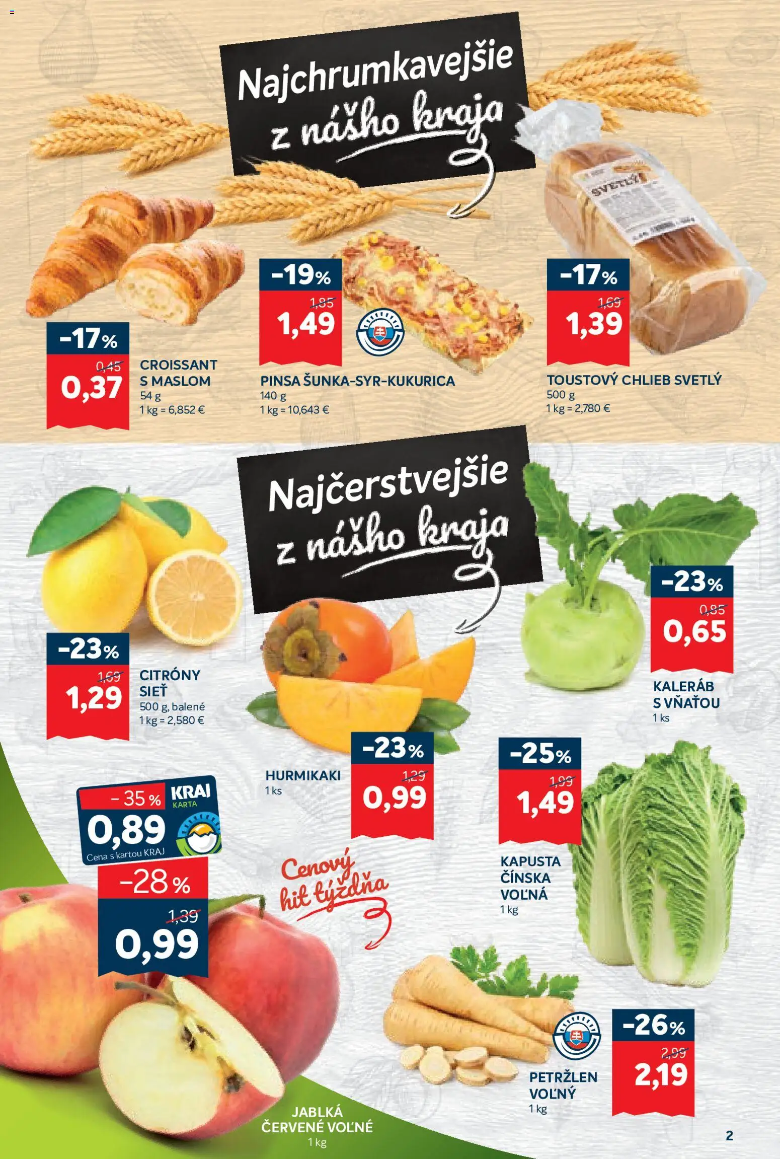 Náhľad Kraj letáku platného od 15.10.2026 - Hurmikaki, Croissant, Chlieb, Kapusta, Petržlen, Jablká, Citróny, Toustový chlieb