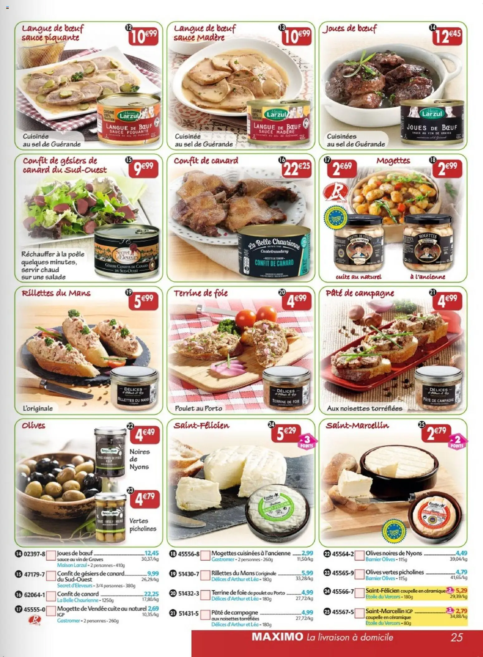 Prévisualisation de Maximo catalogue epicerie du magasin Maximo formulaire valide 26/10/2026 - Poulet, Vin, Canard, Foie, Olives, Sel, Coupelle, Foie de poulet