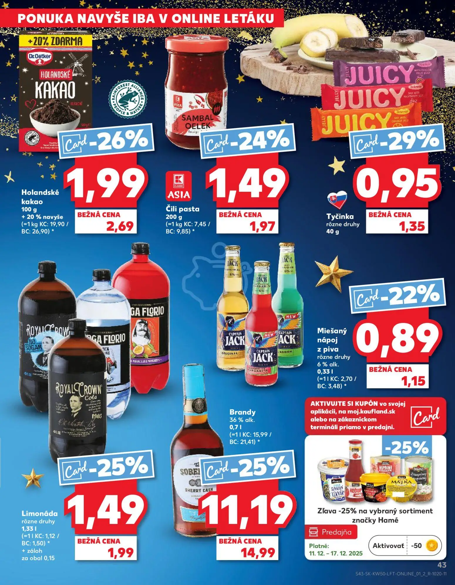 Náhľad Kaufland letáku platného od 11.12.2025 - Kakao, Brandy, Kečup, Cola, Lekvár, Holandské kakao