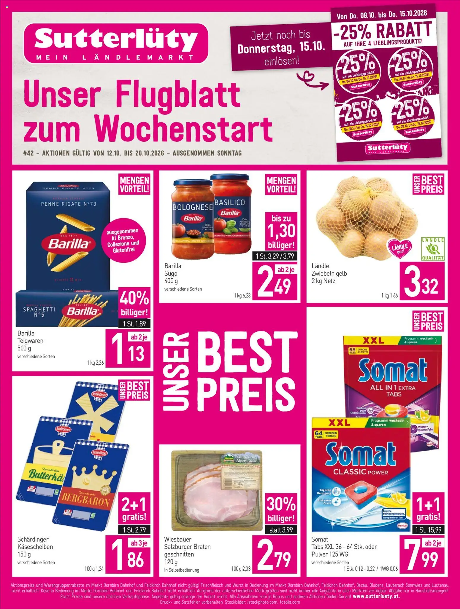 Vorschau der Angebote: Sutterlüty Sutterlüty Mein Ländlemarkt gültig ab 12.10.2026 - Wein, Wurst, Spaghetti, Käse, Barilla, Zwiebeln