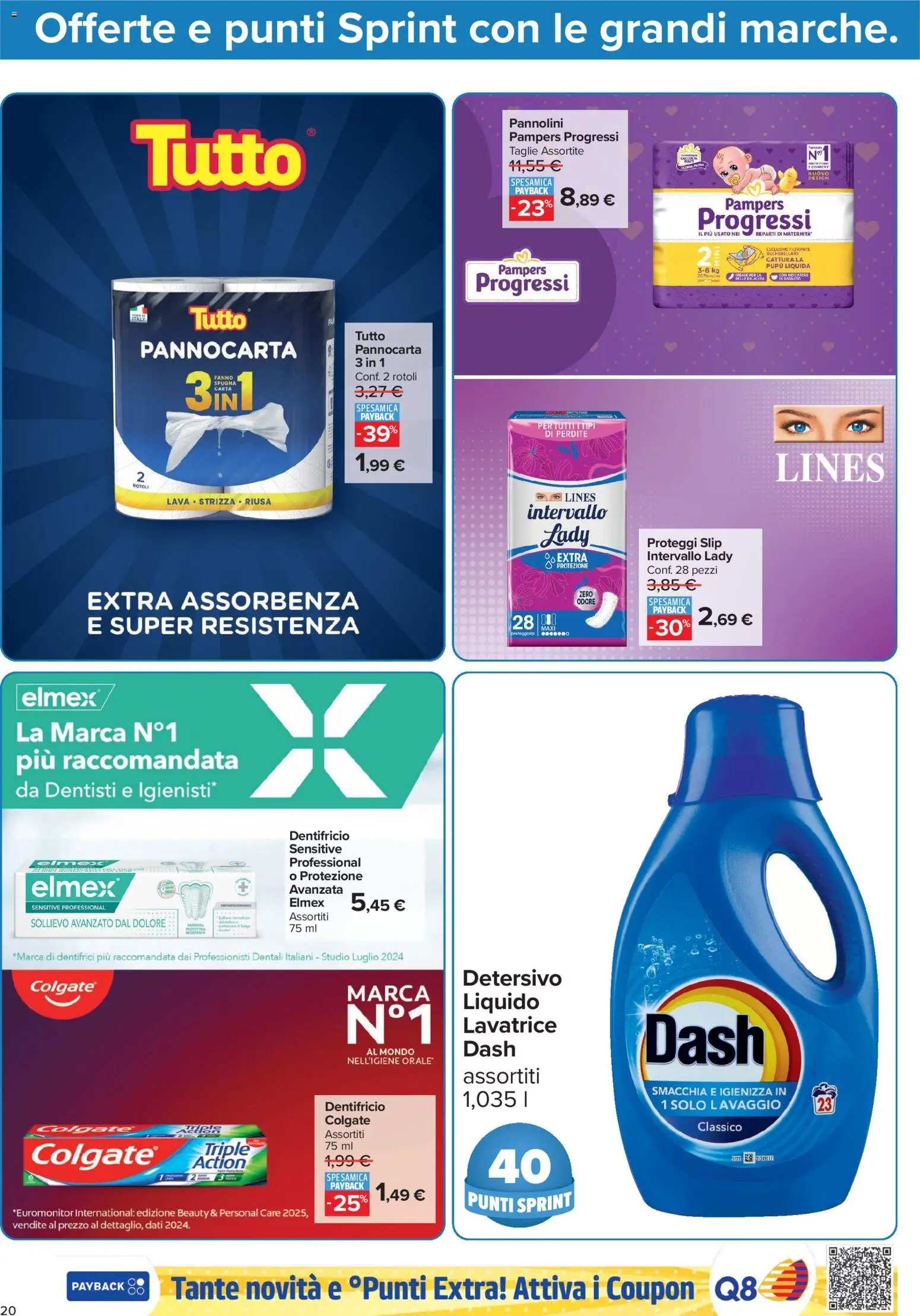 Anteprima dell'opuscolo Carrefour volantino Market - Punti Sprint Payback dal negozio Carrefour valido da 23/10/2026 - Lavatrice, Pampers, Pannolini, Dentifricio, Slip, Proteggi slip