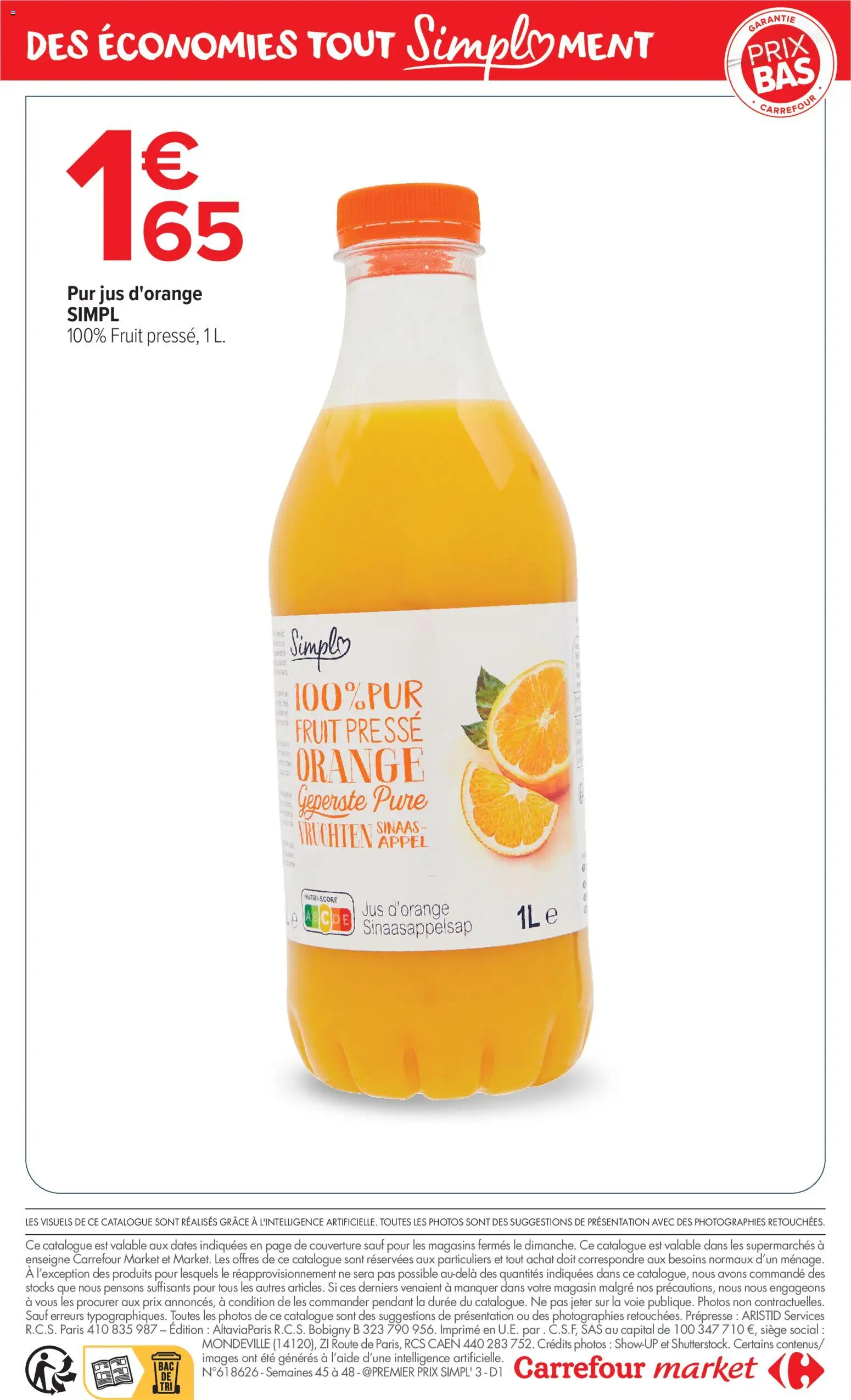 Prévisualisation de Carrefour Market Premier prix simpl du magasin Carrefour Market formulaire valide 03/11/2026 - Orange, Couverture, Jus, Jus d'orange
