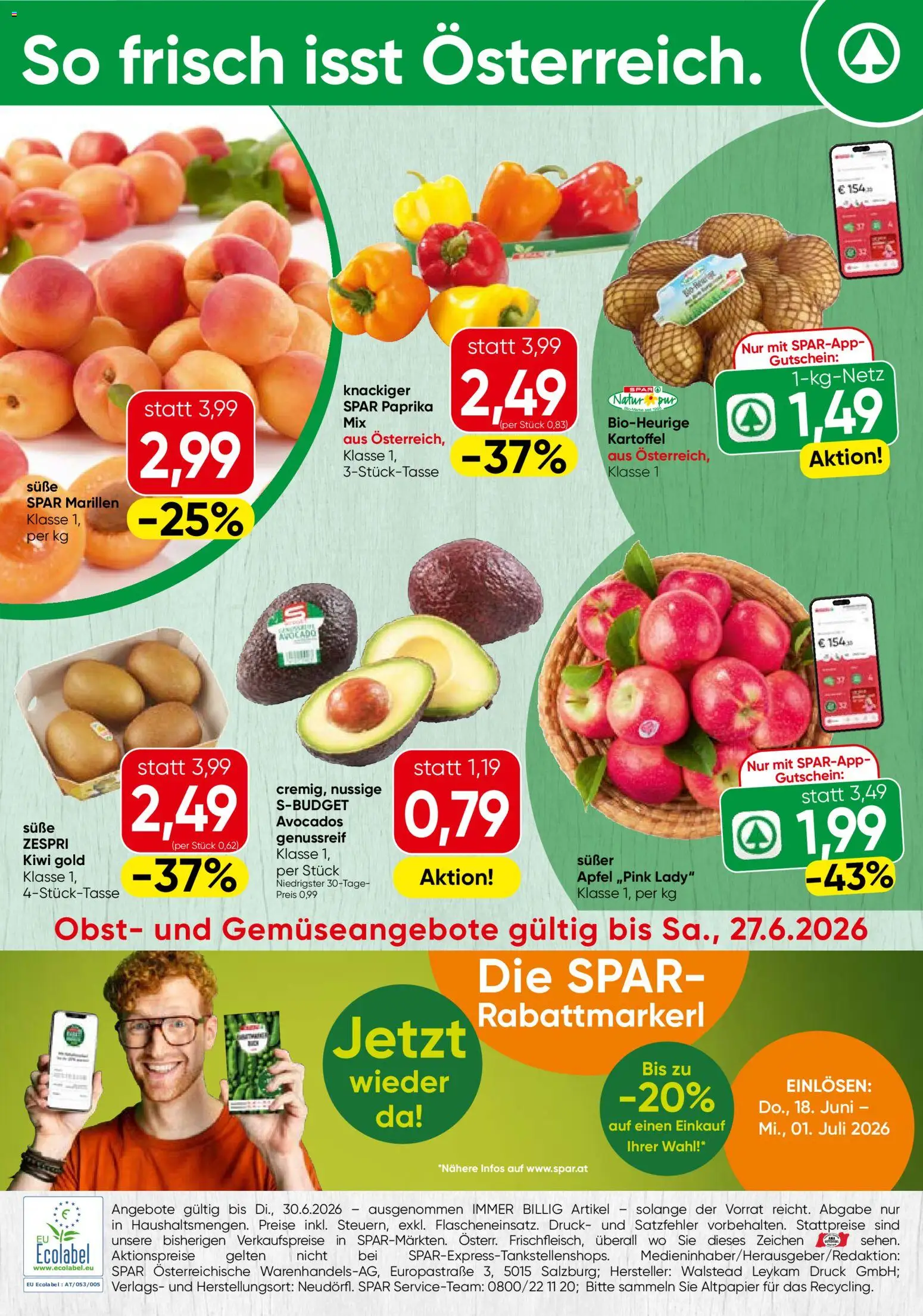 Vorschau der Angebote: Spar Spar Obst & Gemüse gültig ab 22.06.2026