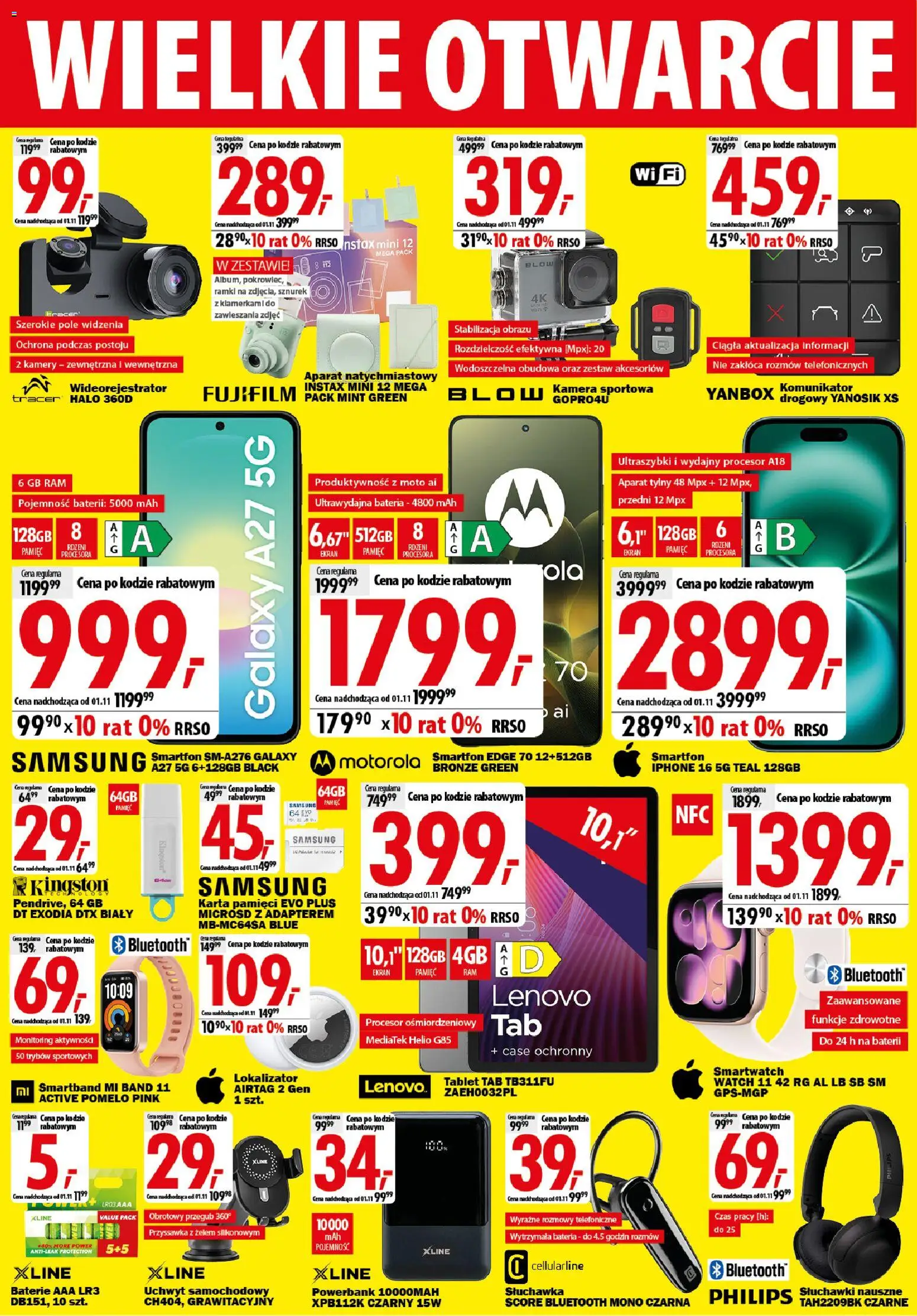 Pogląd gazetki "Mediaexpert promocje - Wielkie otwarcie Olkusz" ze sklepu Mediaexpert ważnej od 22.10.2026 - Smartwatch, Tablet, Powerbank, Smartfon, Karta, Kamera sportowa, Karta pamięci, Baterie