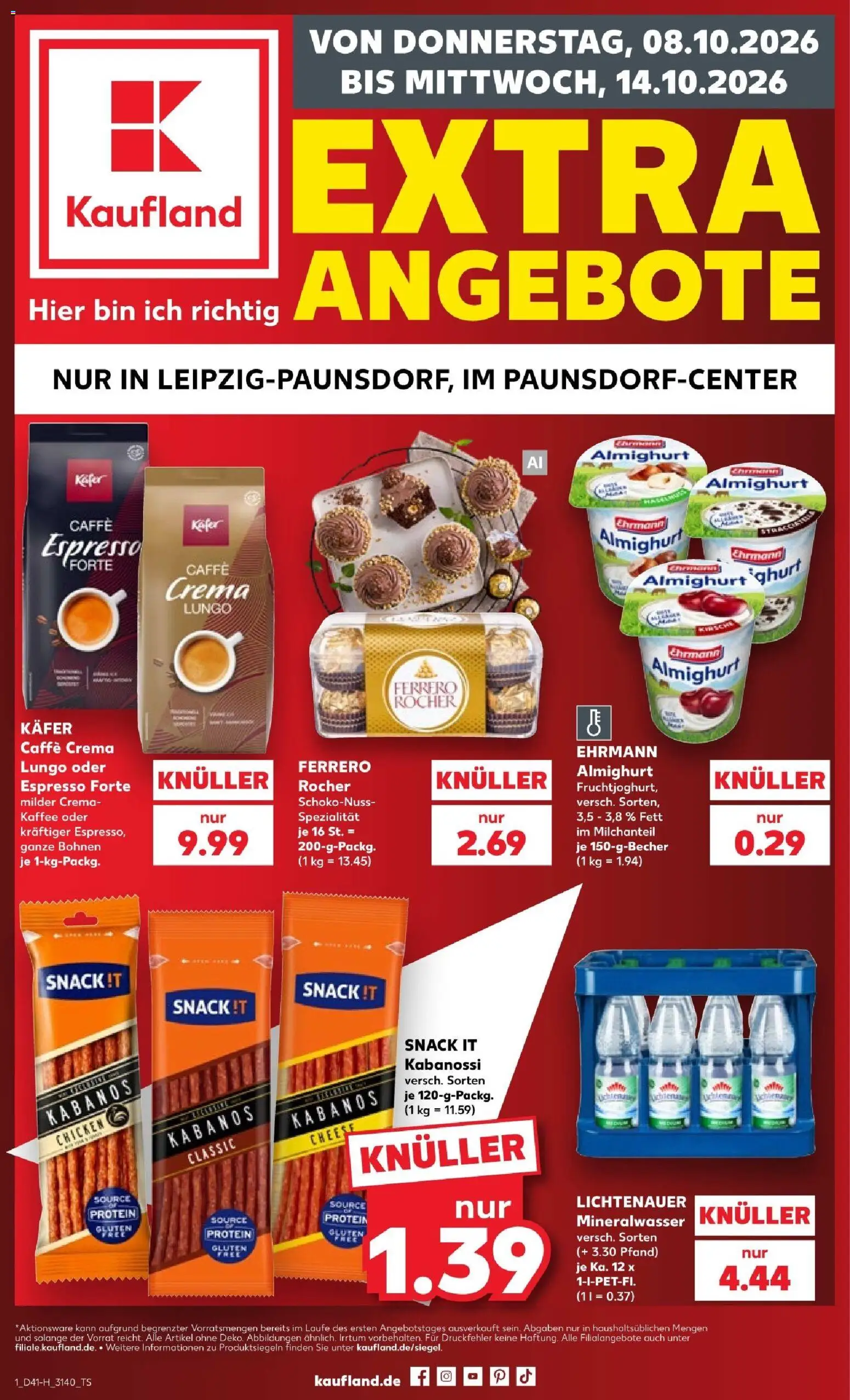 Vorschau von dem Prospekt des Geschäftes Kaufland, gültig ab dem 08.10.2026 - Kaffee, Mineralwasser, Ferrero rocher