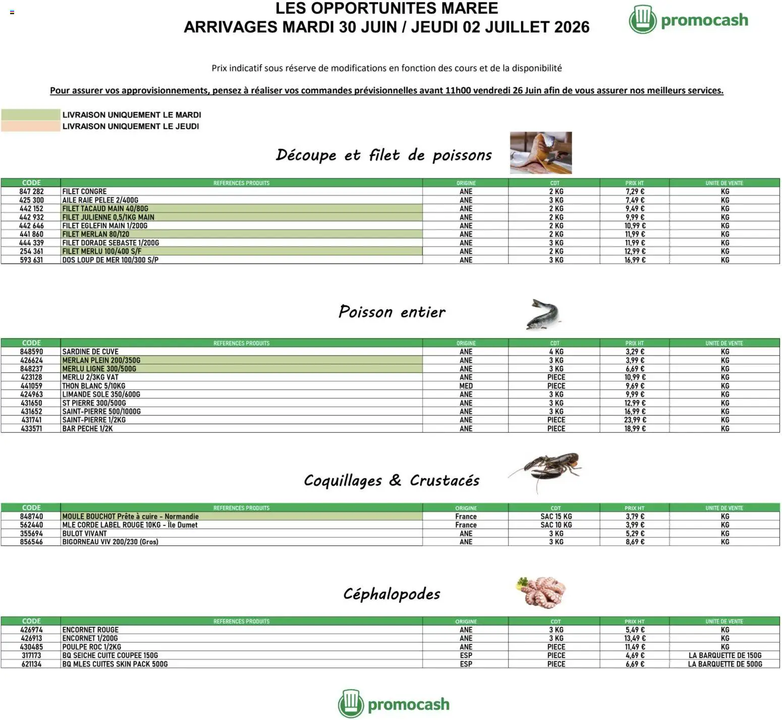 Prévisualisation de Promocash Opportunités Marée du magasin Promocash formulaire valide 30/06/2026