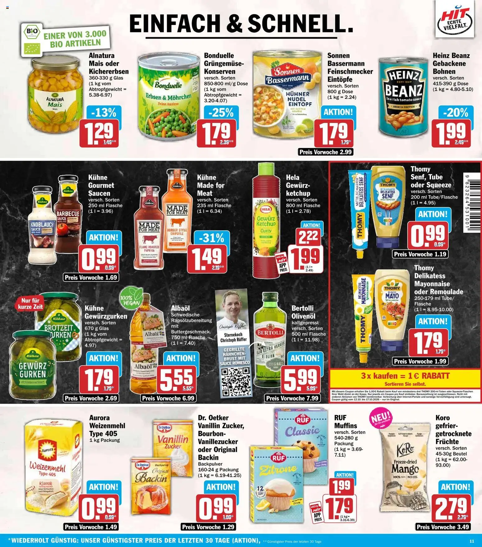 Vorschau von dem Prospekt des Geschäftes HIT, gültig ab dem 12.10.2026 - Mango, Paprika, Mayonnaise, Gurken, Zucker, Mais, Weizenmehl, Olivenol