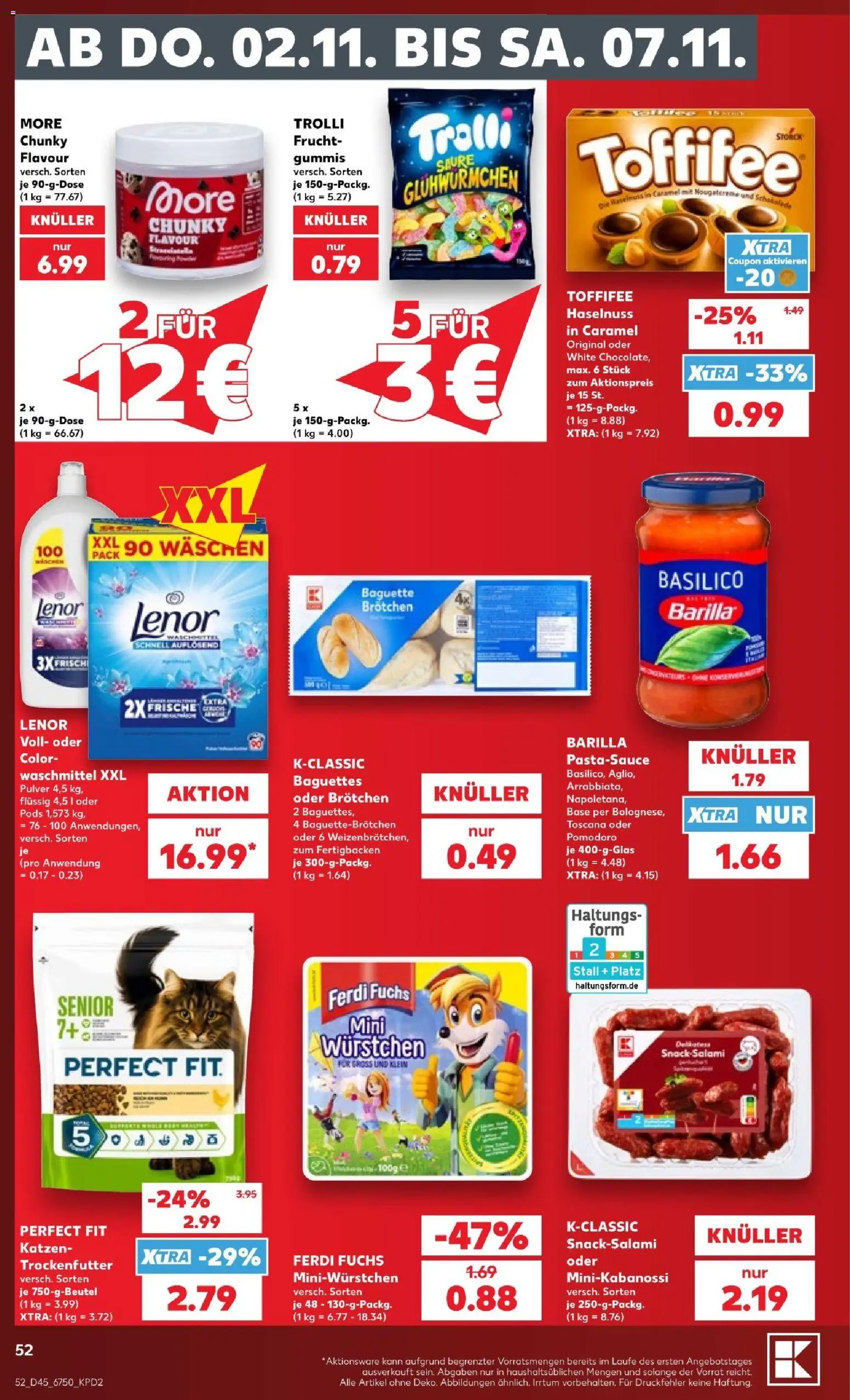 Vorschau von dem Prospekt des Geschäftes Kaufland, gültig ab dem 02.11.2026 - Baguette, Toffifee, Barilla, Waschmittel, Lenor