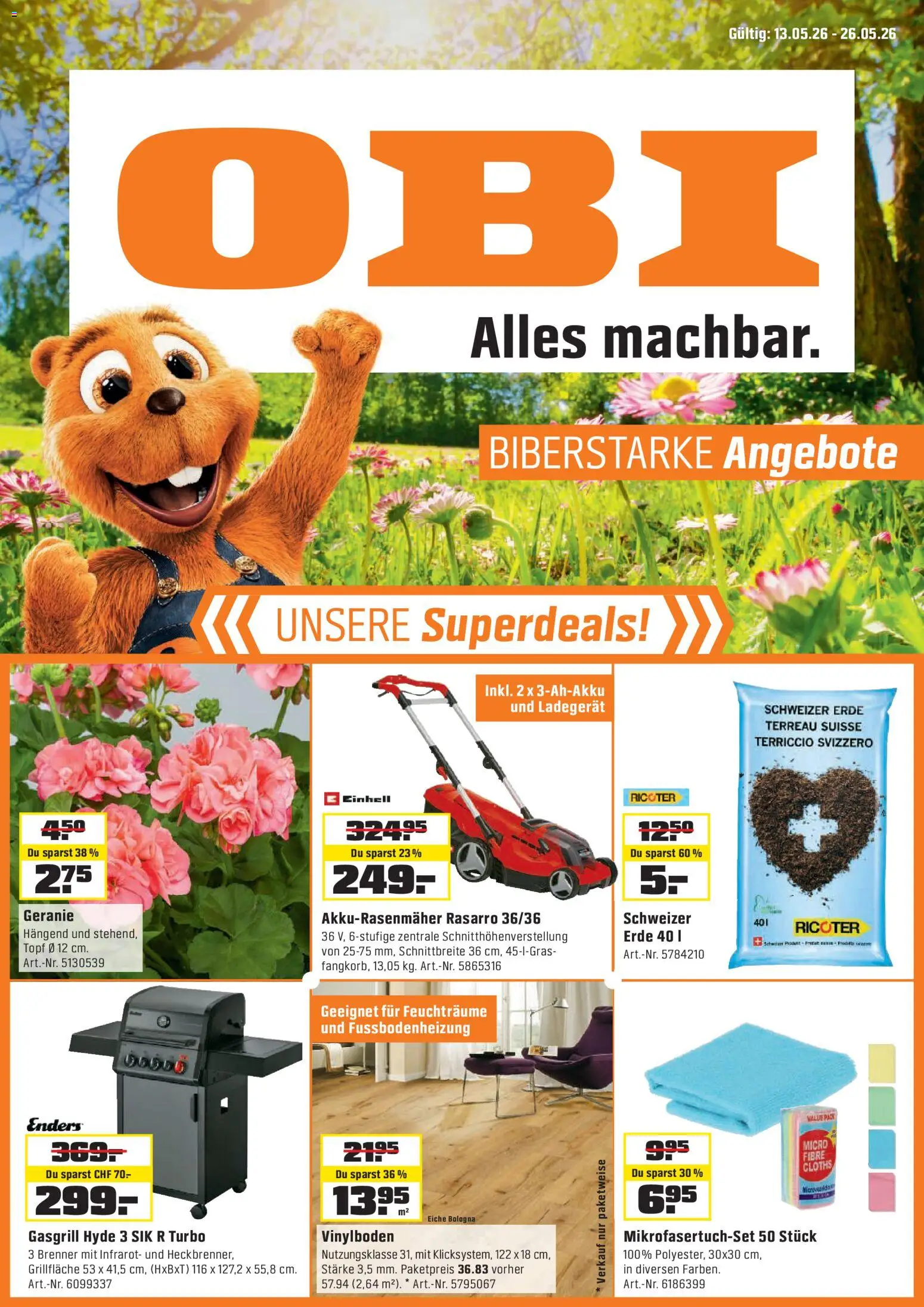 Vorschau des Merkblatts ALLES MACHBAR. BIBERSTARKE ANGEBOTE. vom Shop OBI gültig von 12.05.2026 bis 26.05.2026