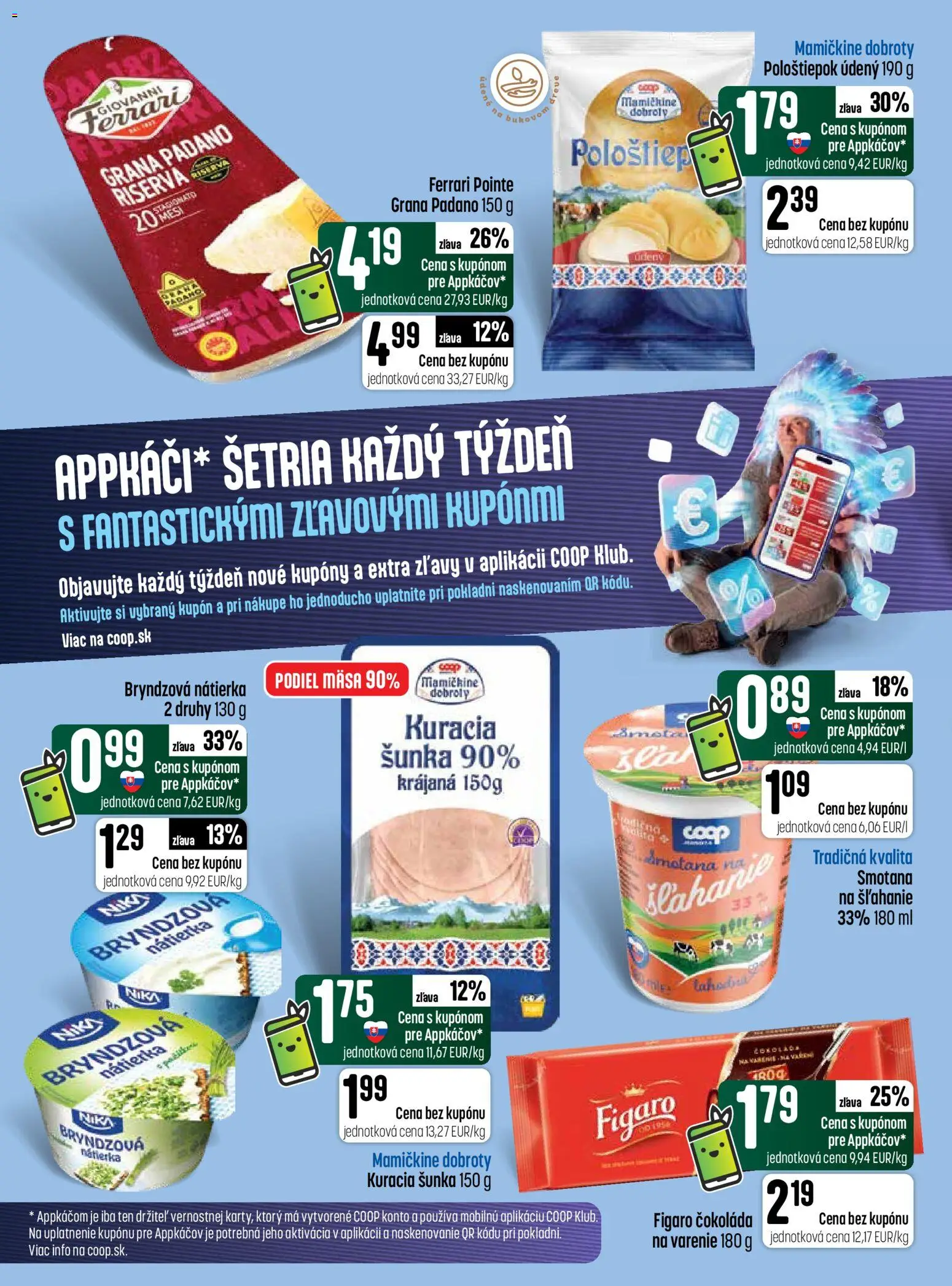 Náhľad COOP Jednota letáku platného od 29.10.2026 - Čokoláda, Šunka, Grana Padano, Smotana, Nátierka, Kuracia šunka