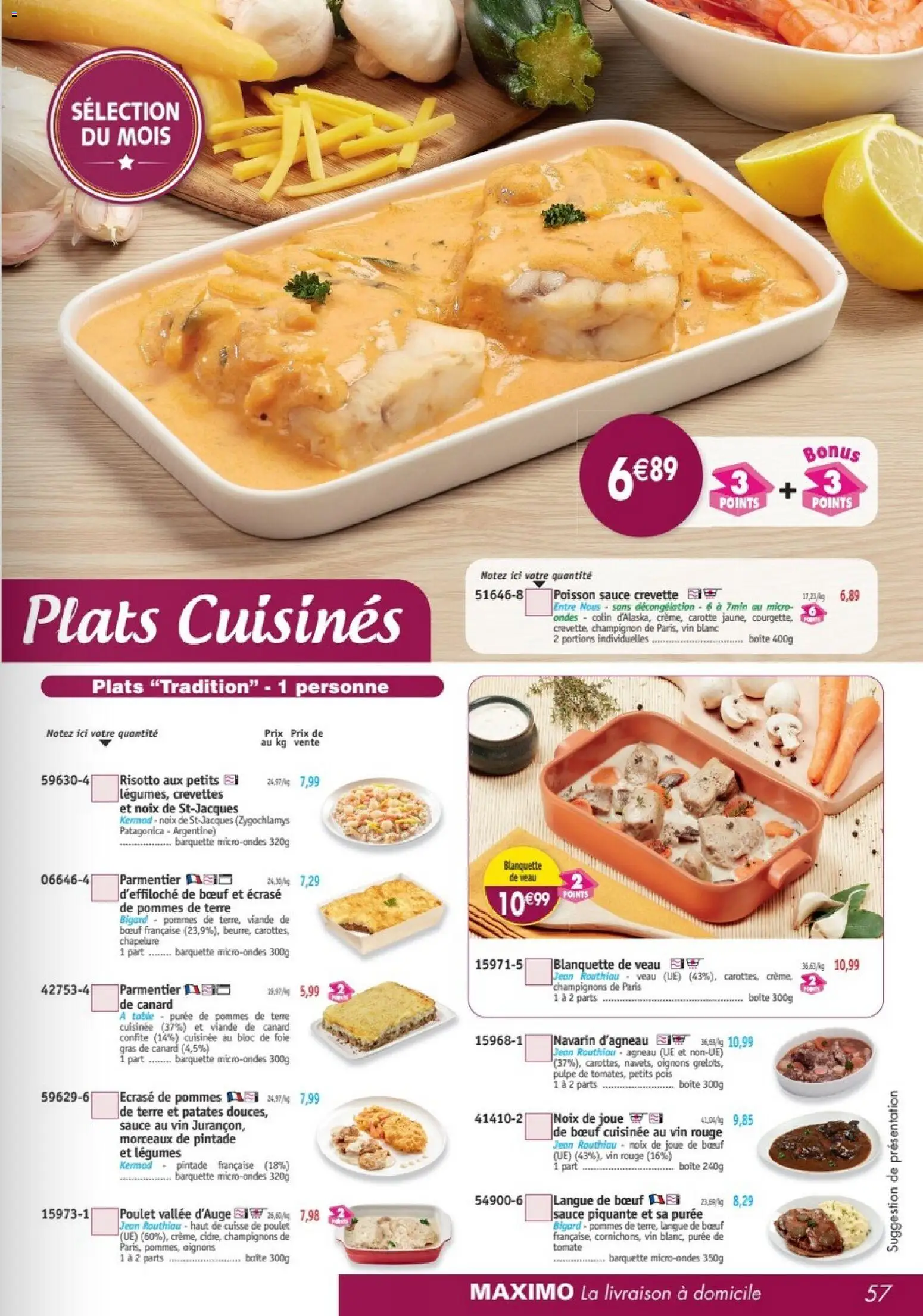 Prévisualisation de Maximo catalogue du magasin Maximo formulaire valide 26/10/2026 - Poulet, Foie gras, Jean, Table, Joue de bœuf, Crevettes, Cuisse, Viande de bœuf