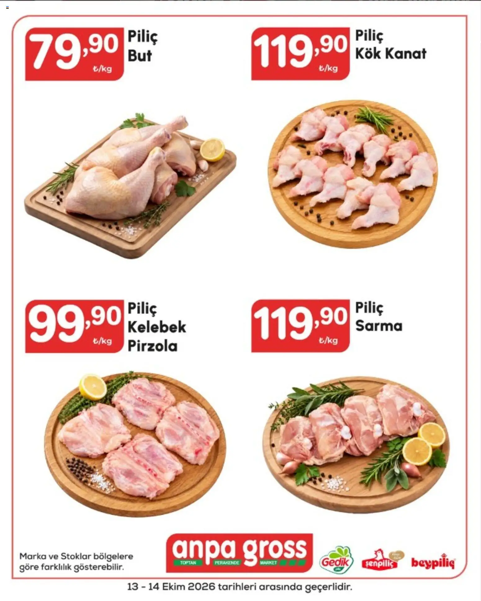 Anpa Gross Anpa Gross - Piliç ürünlerinde fırsatlar 13.10.2026 - Broşürünün önizlemesi - Pirzola, Piliç