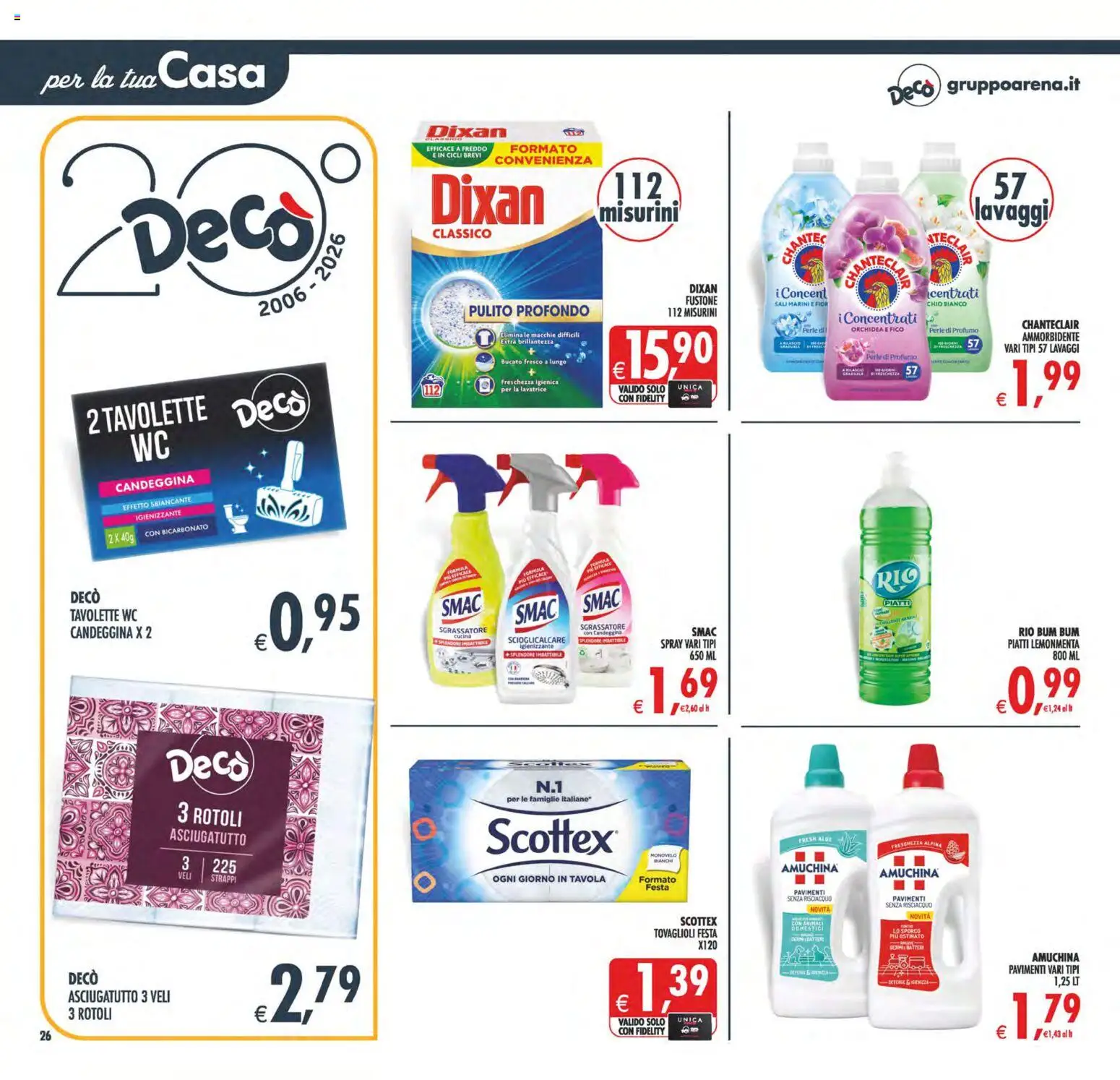 Anteprima dell'opuscolo Decò volantino Maxistore, Supermercati Lipari dal negozio Decò valido da 23/10/2026 - Lavatrice, WC, Piatti, Profumo, Bicarbonato, Candeggina, Ammorbidente, Asciugatutto
