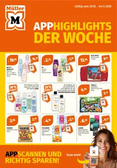 Vorschau des Merkblatts Müller aktionen App Highlights der Woche vom Shop Müller gültig von 29.10.2026 bis 04.11.2026