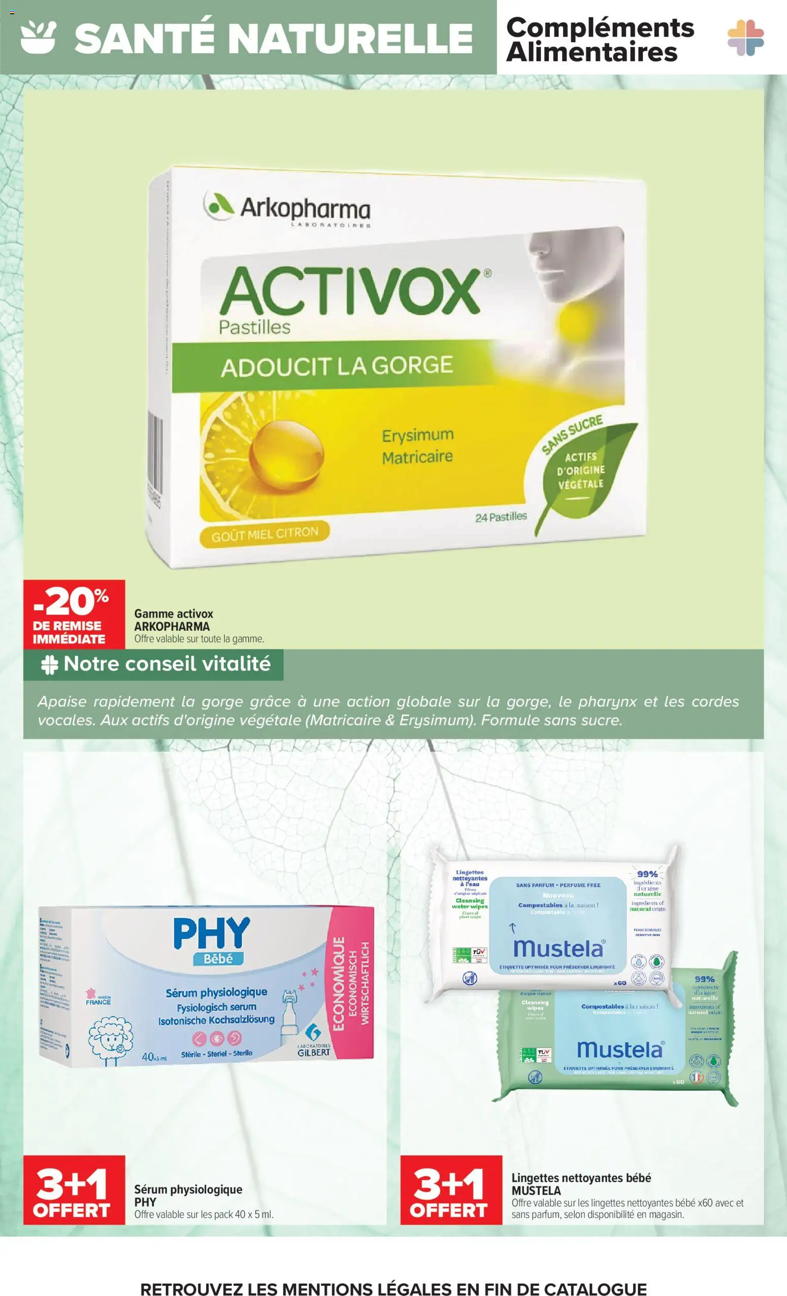 Prévisualisation de Carrefour Ma parapharmacie, soyez acteur de votre bien-être du magasin Carrefour formulaire valide 28/10/2026 - Parfum, Sérum physiologique, Miel, Sucre, Étiquette, Serum, Ingrédients, Cordes