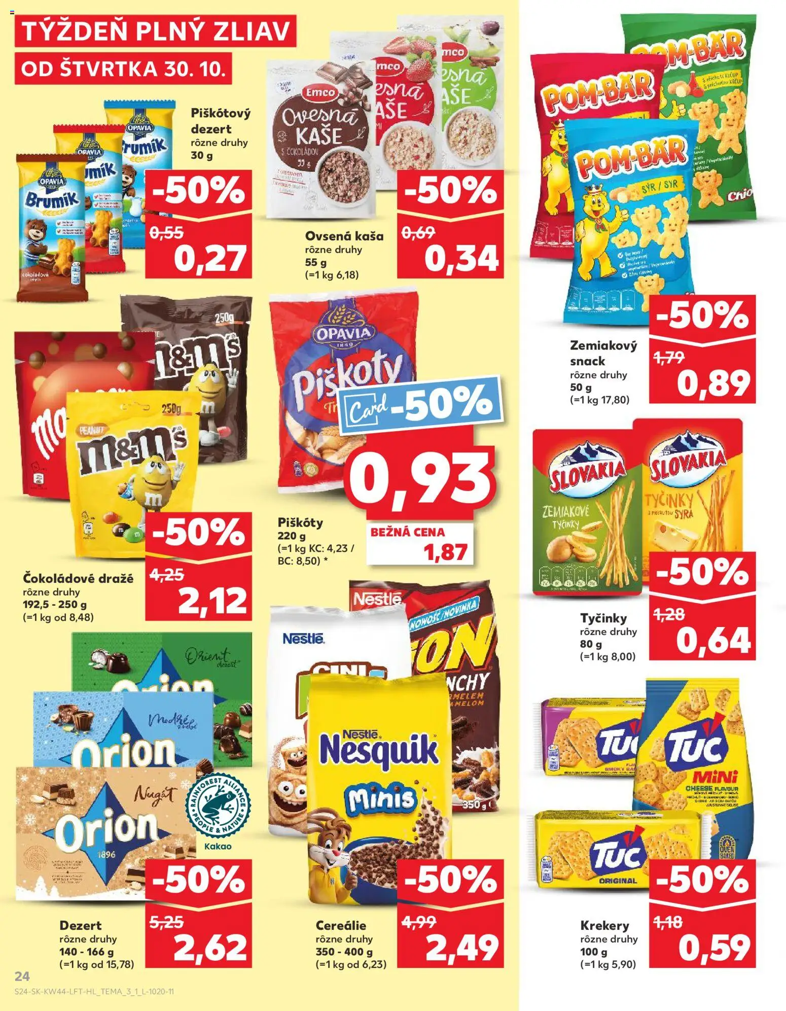 Náhľad Kaufland letáku platného od 30.10.2025 - Syr, Kakao, Nesquik, Piškóty, Cereálie