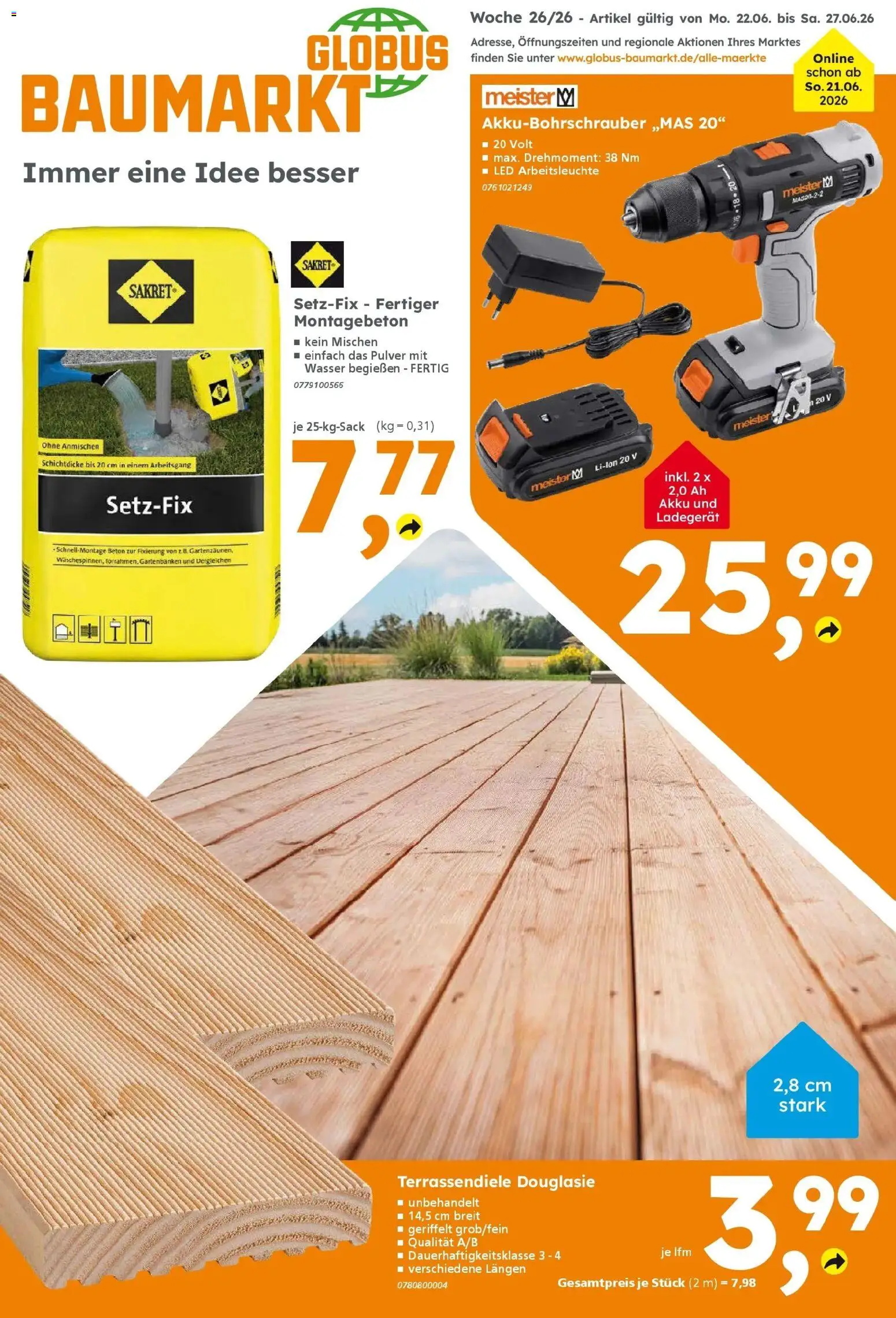 Vorschau von dem Prospekt des Geschäftes Globus Baumarkt, gültig ab dem 21.06.2026
