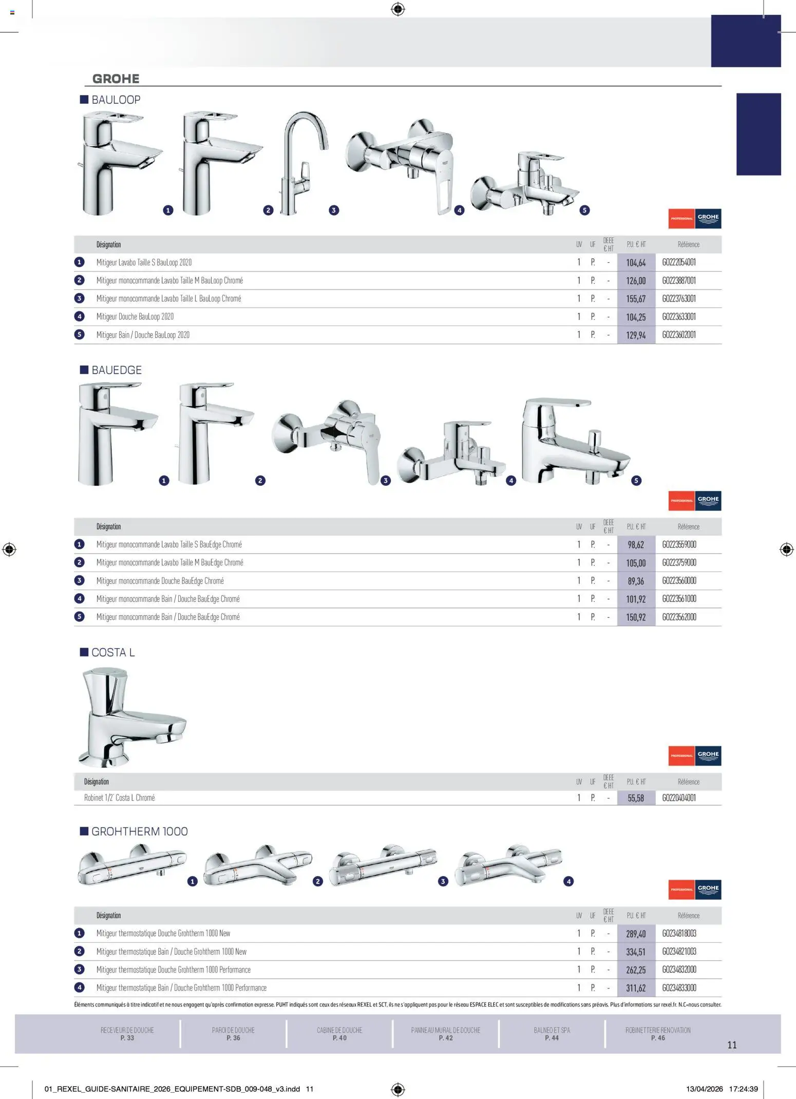 Prévisualisation de Rexel - Brochure Sanitaire du magasin Rexel formulaire valide 20/04/2026 - Douche, Robinet, Lavabo, Mitigeur thermostatique, Mitigeur lavabo