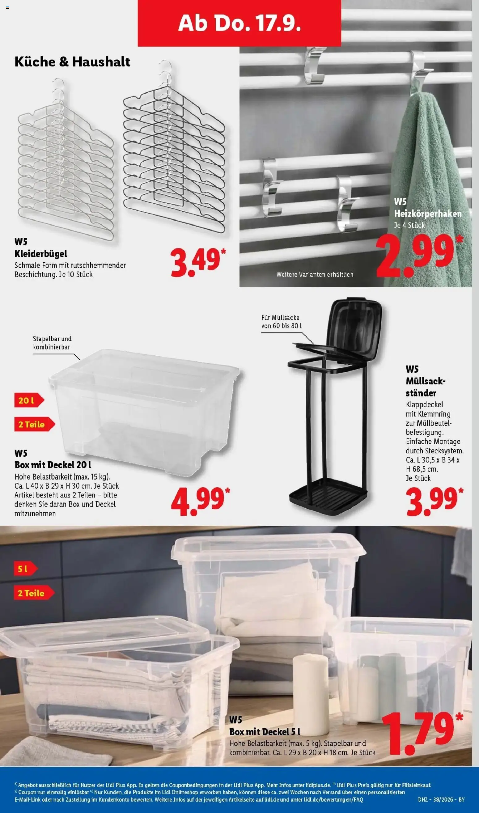 Vorschau von dem Prospekt des Geschäftes Lidl, gültig ab dem 14.09.2026 - Küche, Box, Kleiderbügel