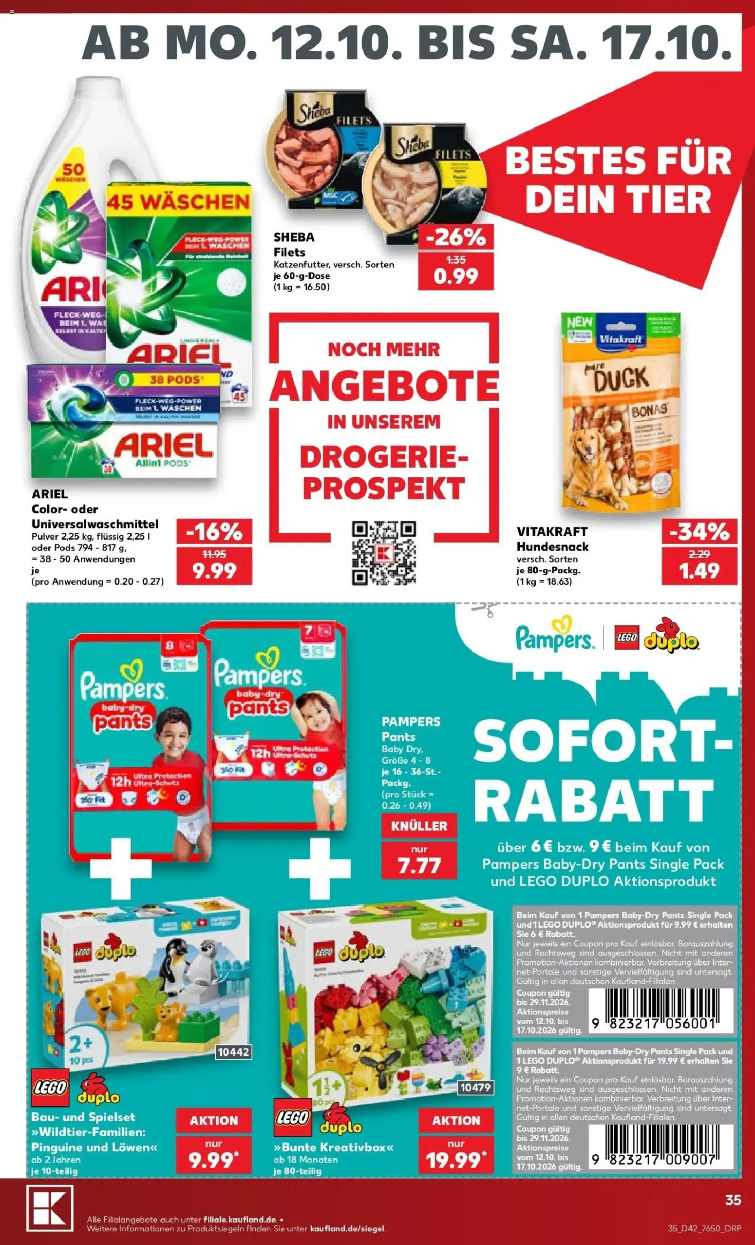 Vorschau von dem Prospekt des Geschäftes Kaufland, gültig ab dem 12.10.2026 - Pampers, Ariel, Sheba