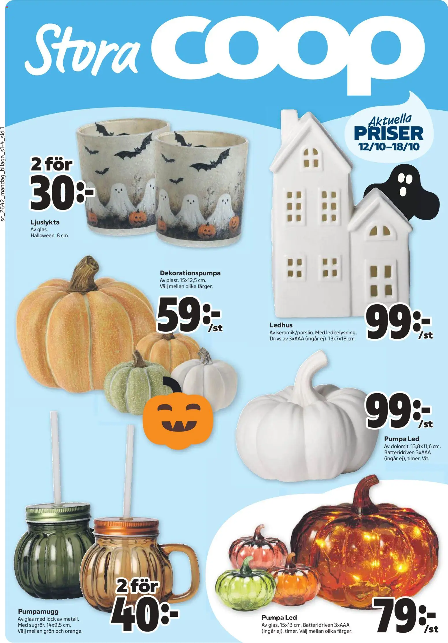 Förhandsgranska reklamblad Stora Coop Aktuella reklamblad från butik Stora Coop gäller från 12/10/2026 - Glas, Pumpa, Lock