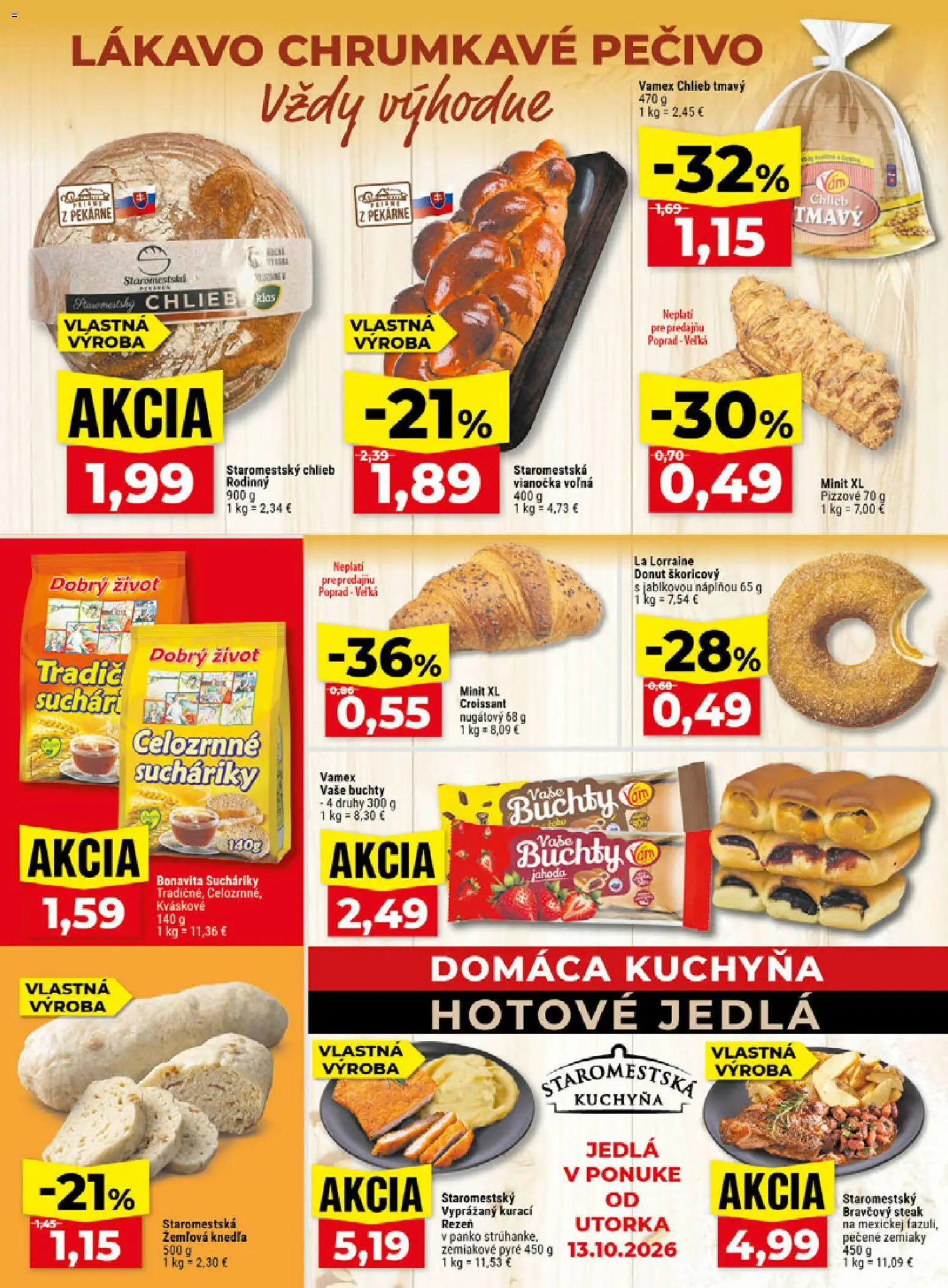 Náhľad Klas letáku platného od 12.10.2026 - Kuchyňa, Steak, Chlieb, Donut, Zemiaky, Vianočka, Pečivo, Bravčový steak