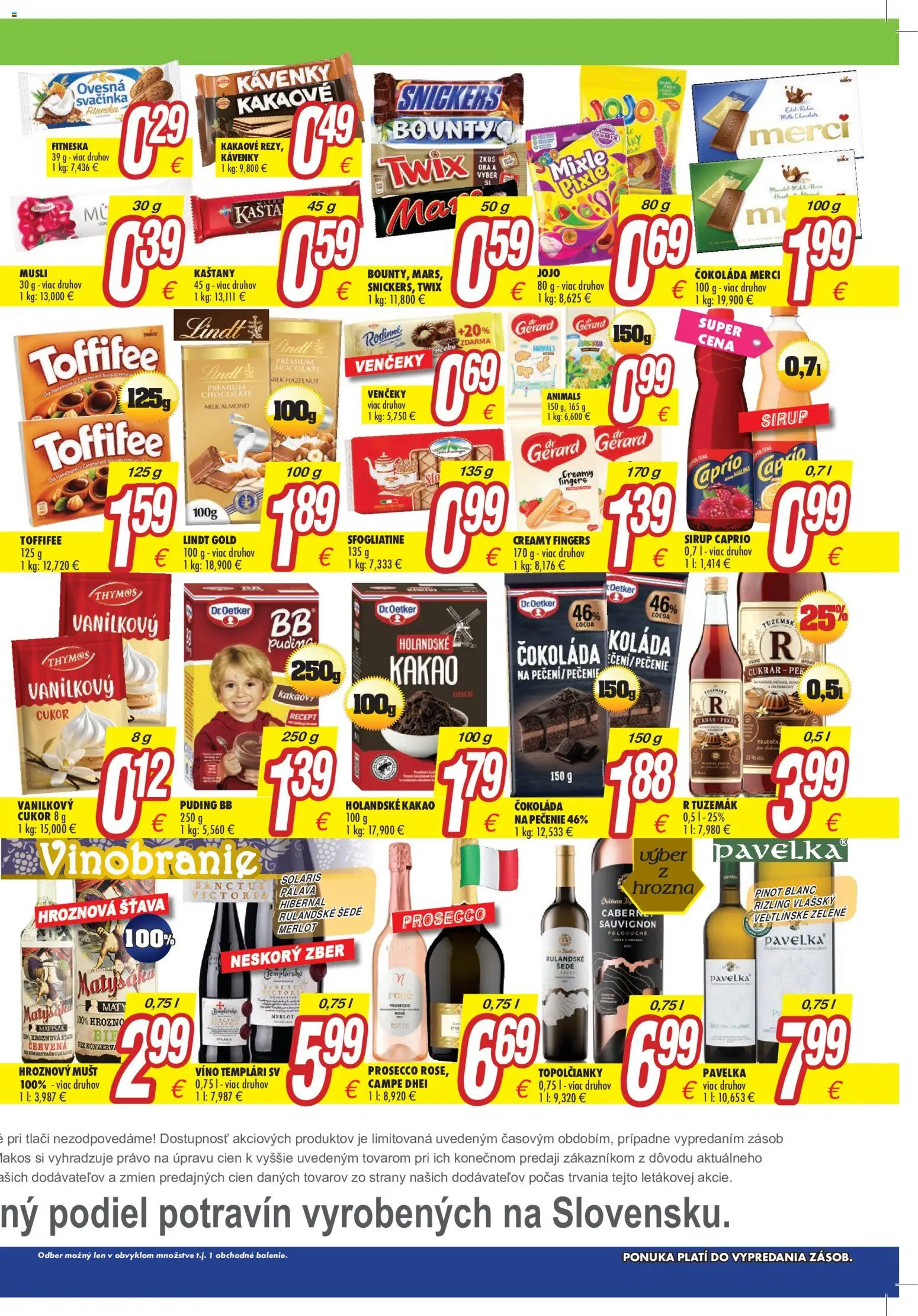 Náhľad Makos letáku platného od 19.10.2026 - Víno, Prosecco, Lindt, Puding, Hrozno, Sirup, Toffifee, Šťava