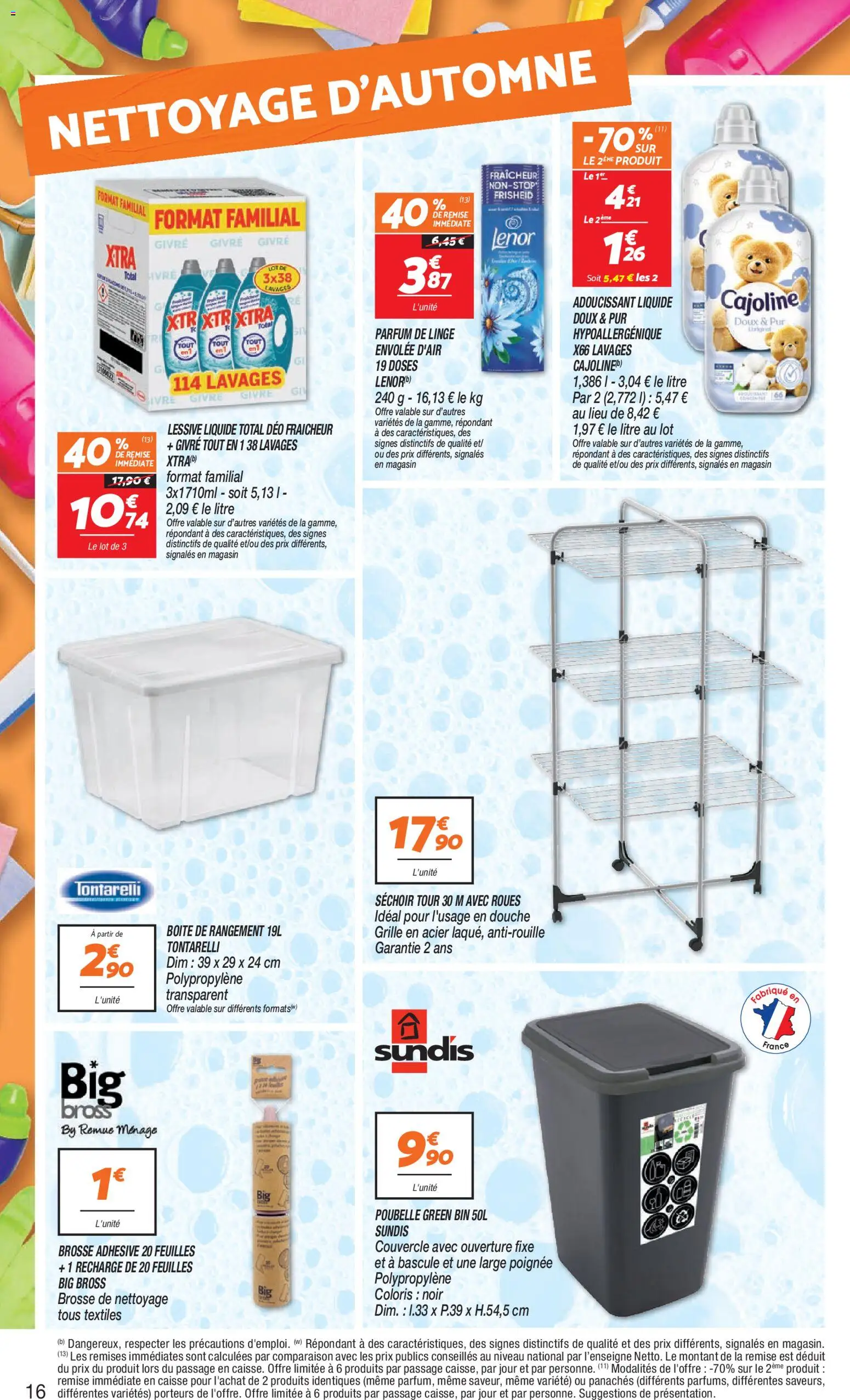 Prévisualisation de Netto 80% sur tous sun du magasin Netto formulaire valide 15/09/2026 - Poubelle, Douche, Lessive, Boîte de rangement, Séchoir, Adoucissant, Couvercle, Séchoir tour