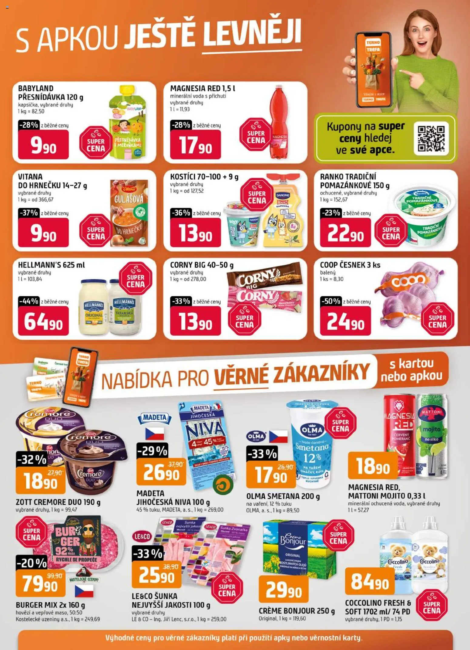 Náhled nabídky: Trefa Trefa leták - Nabídka pro věrné zákazníky platný od 02.09.2026 - Burger, Kuchyně, Smetana, Česnek, Šunka, Hovězí, Coccolino, Magnesia Red