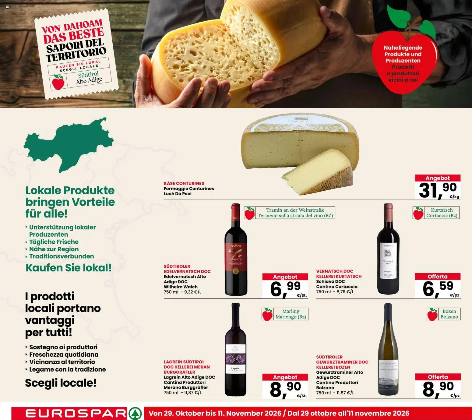 Anteprima dell'opuscolo Eurospar volantino Ora dal negozio Eurospar valido da 29/10/2026 - Vino, Formaggio