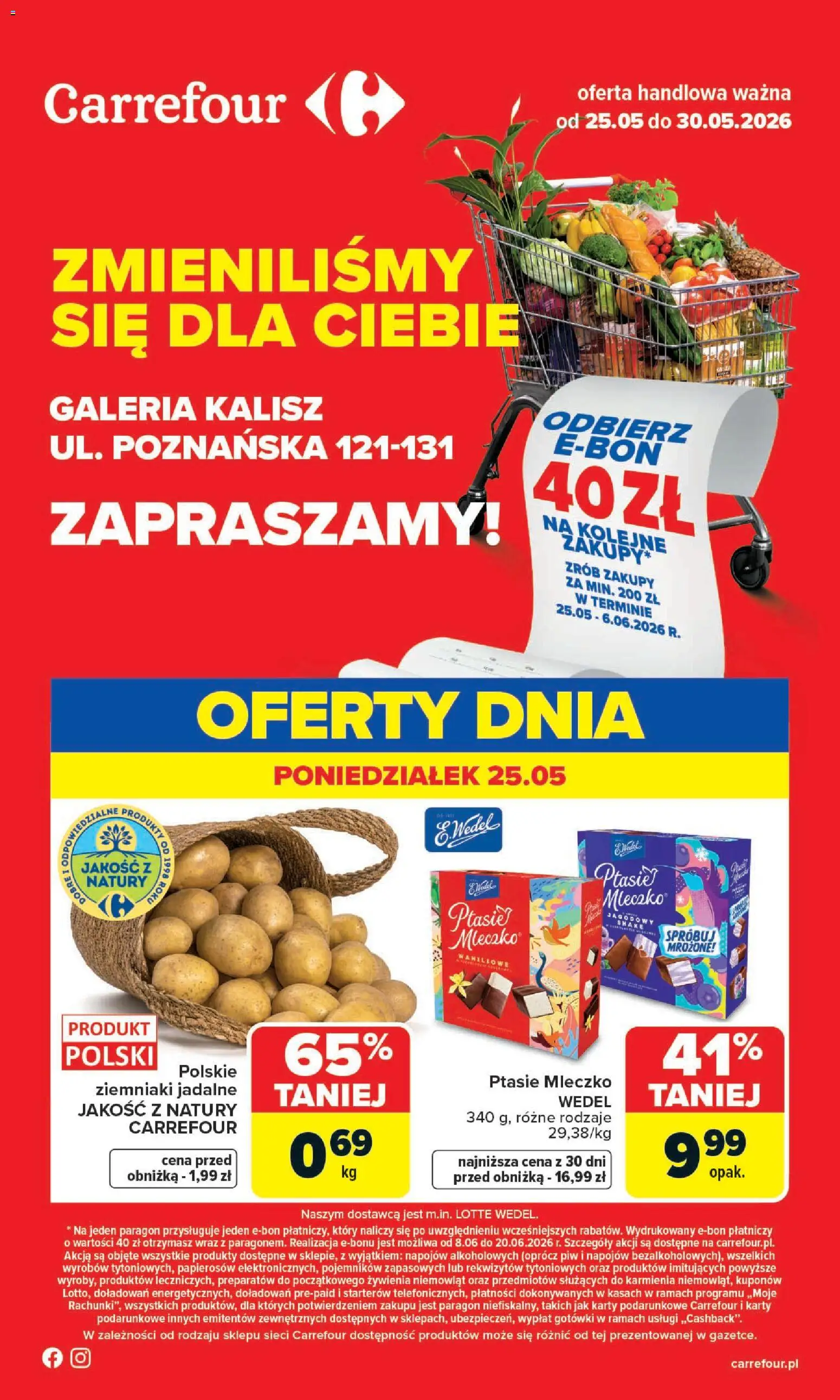 Pogląd gazetki "Carrefour gazetka - Zmieniliśmy Się Dla Ciebie" ze sklepu Carrefour ważnej od 25.05.2026 - Ziemniaki, Ptasie mleczko