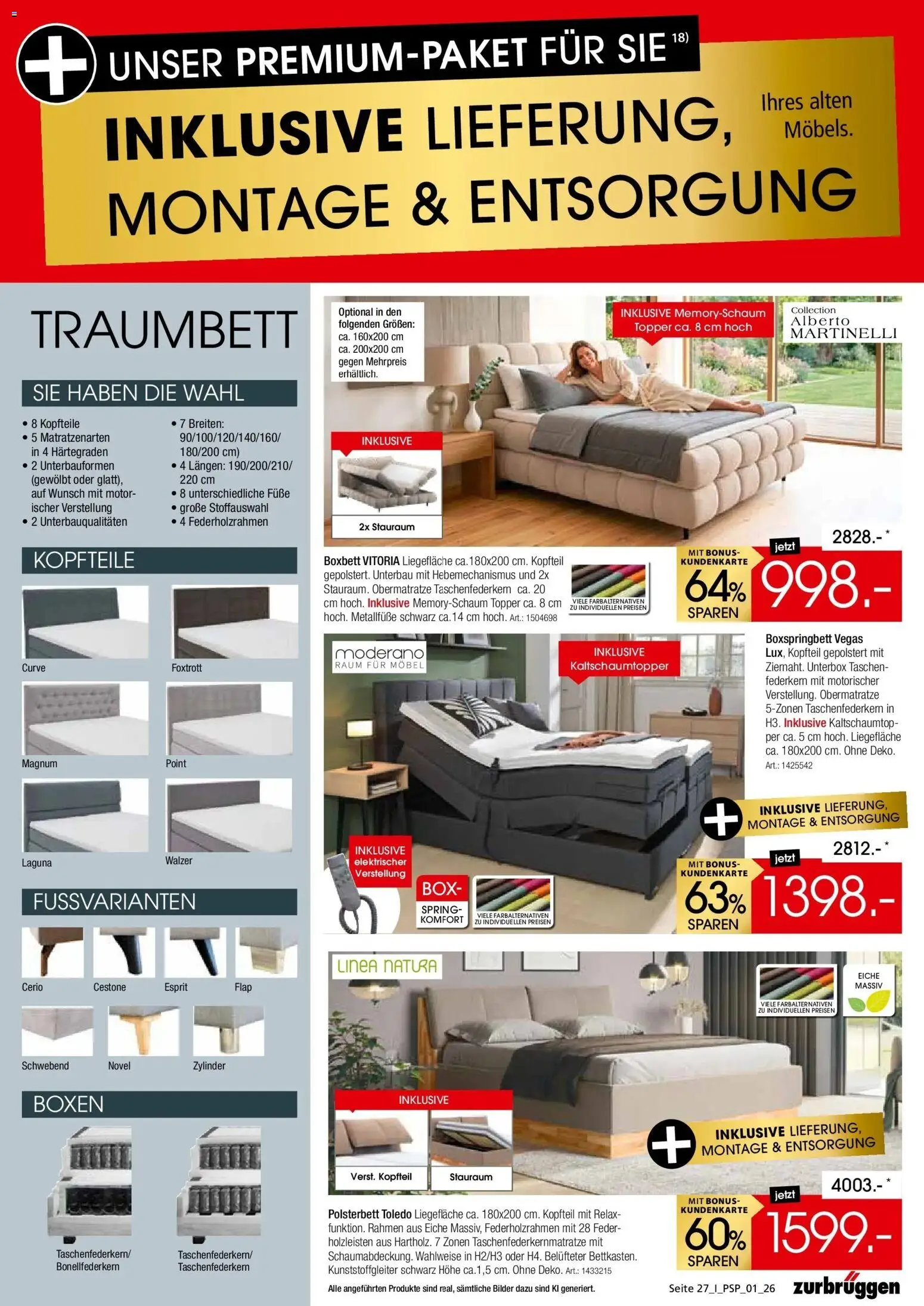 Vorschau von dem Prospekt des Geschäftes Zurbrüggen, gültig ab dem 26.10.2026 - Bilder, Boxspringbett, Taschen, Box, Polsterbett, Topper