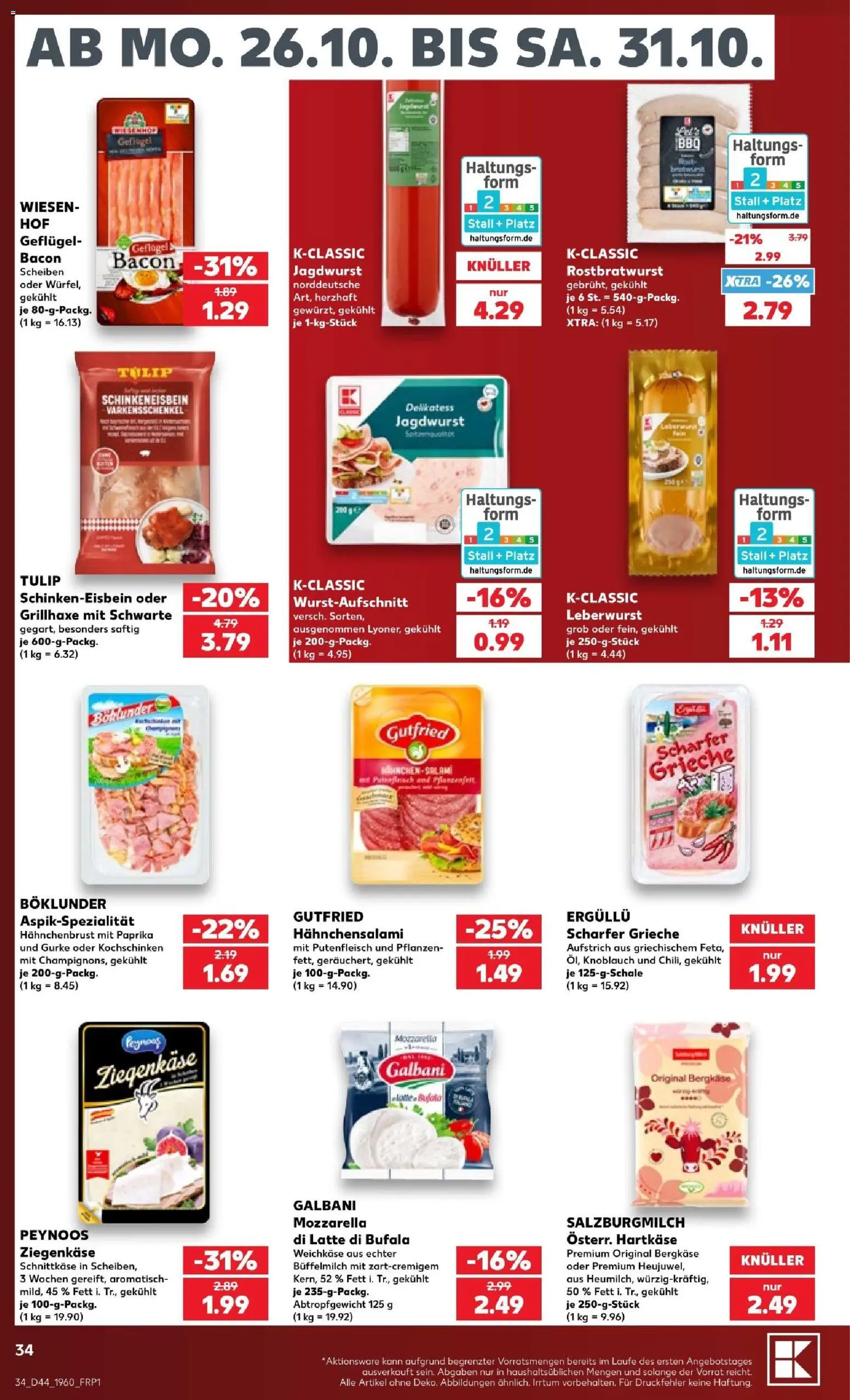 Vorschau von dem Prospekt des Geschäftes Kaufland, gültig ab dem 24.10.2026 - Mozzarella, Paprika, Knoblauch, Ziegenkäse, Hahnchenbrust