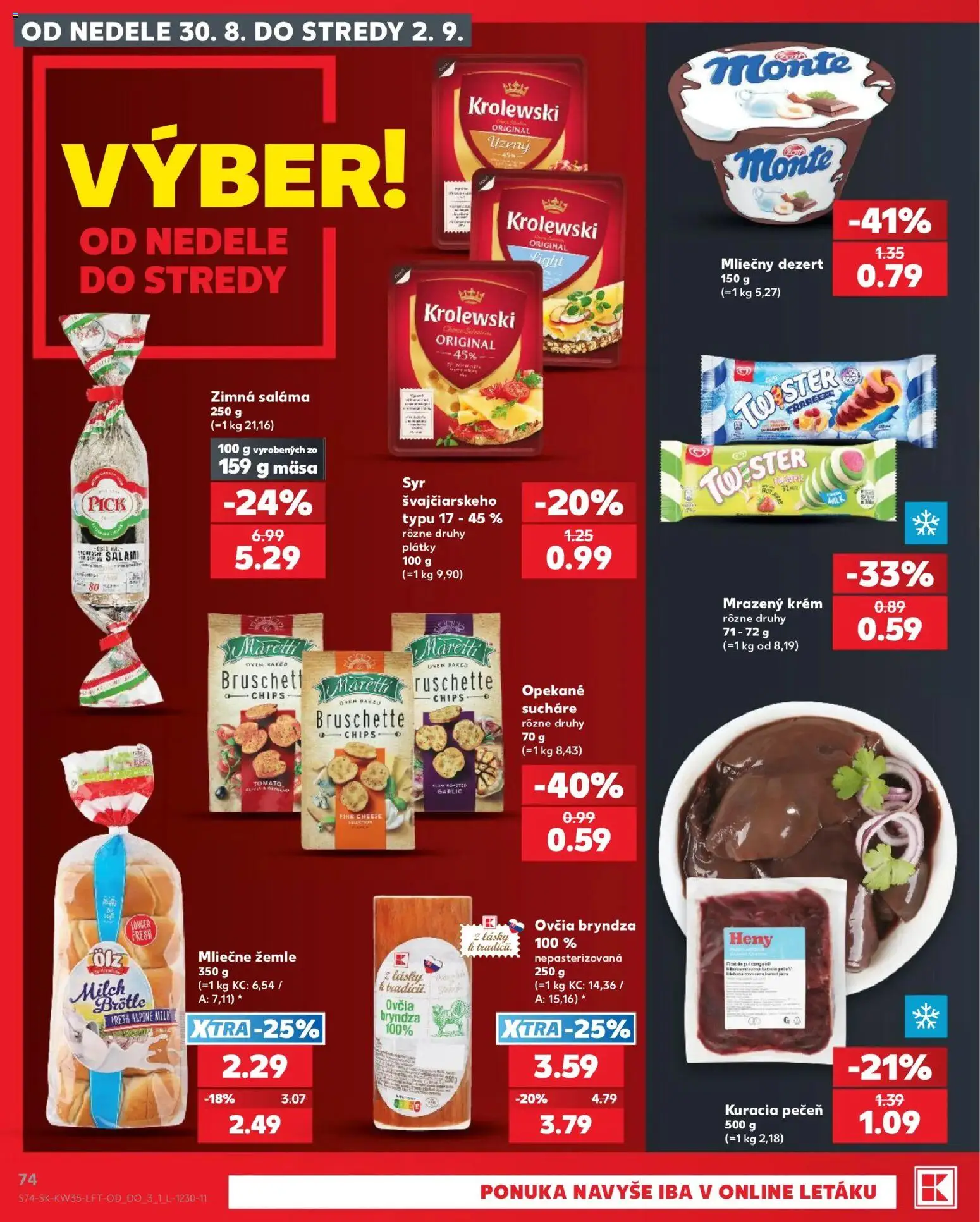Náhľad Kaufland letáku platného od 27.08.2026 - Pečeň, Bryndza, Kuracia pečeň, Dezert, Saláma, Krém, Sucháre