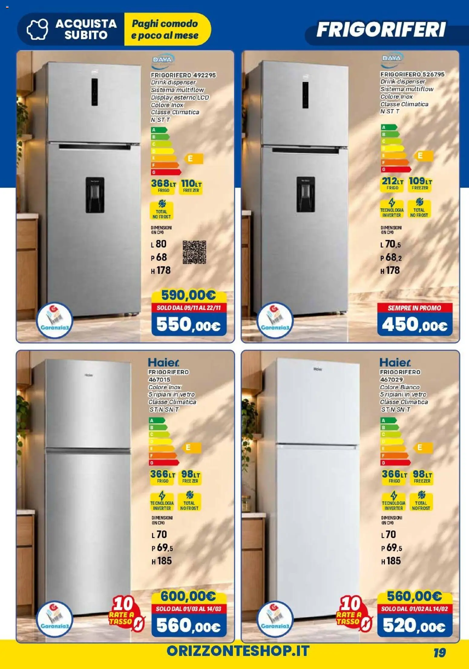 Anteprima dell'opuscolo Orizzonte volantino Elettro dal negozio Orizzonte valido da 01/11/2026 - Frigorifero, Freezer