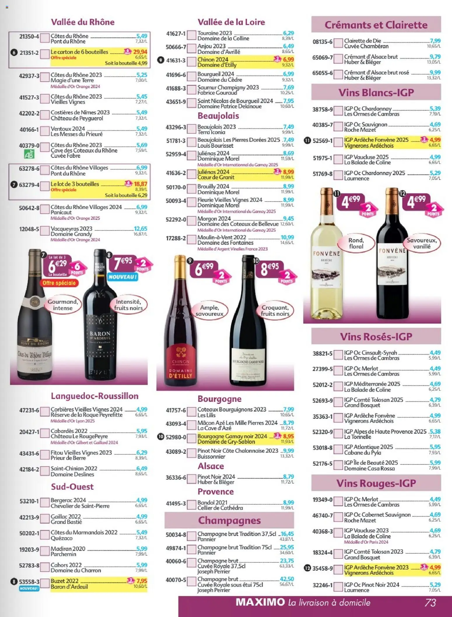 Prévisualisation de Maximo catalogue epicerie du magasin Maximo formulaire valide 24/08/2026 - Champagne, Bourgogne, Tonnelle, GP, Pinot noir, Crémant, Cabernet Sauvignon, Étui